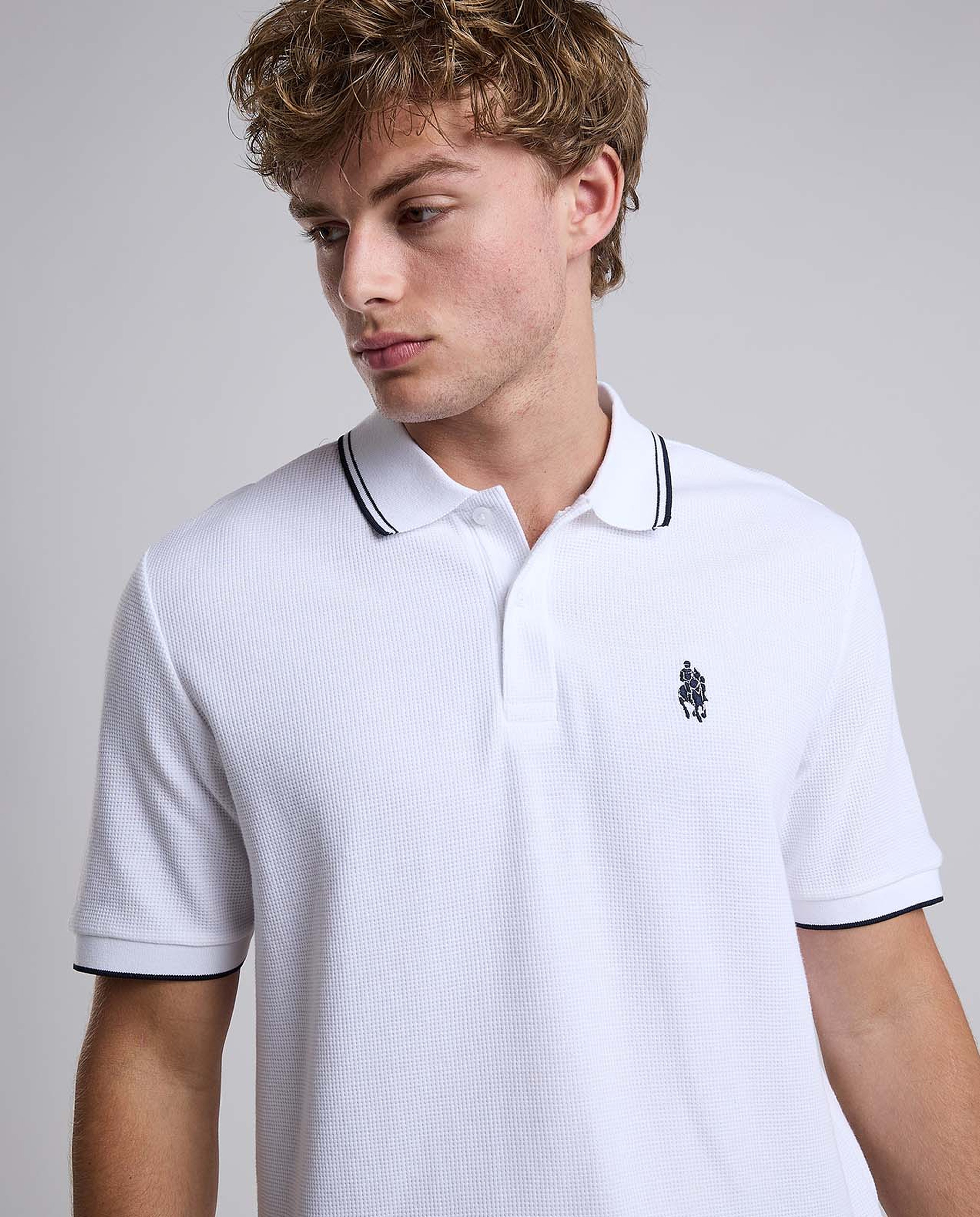 Contrast Trim Polo T-Shirt with Shirt Collar and Short Sleeves