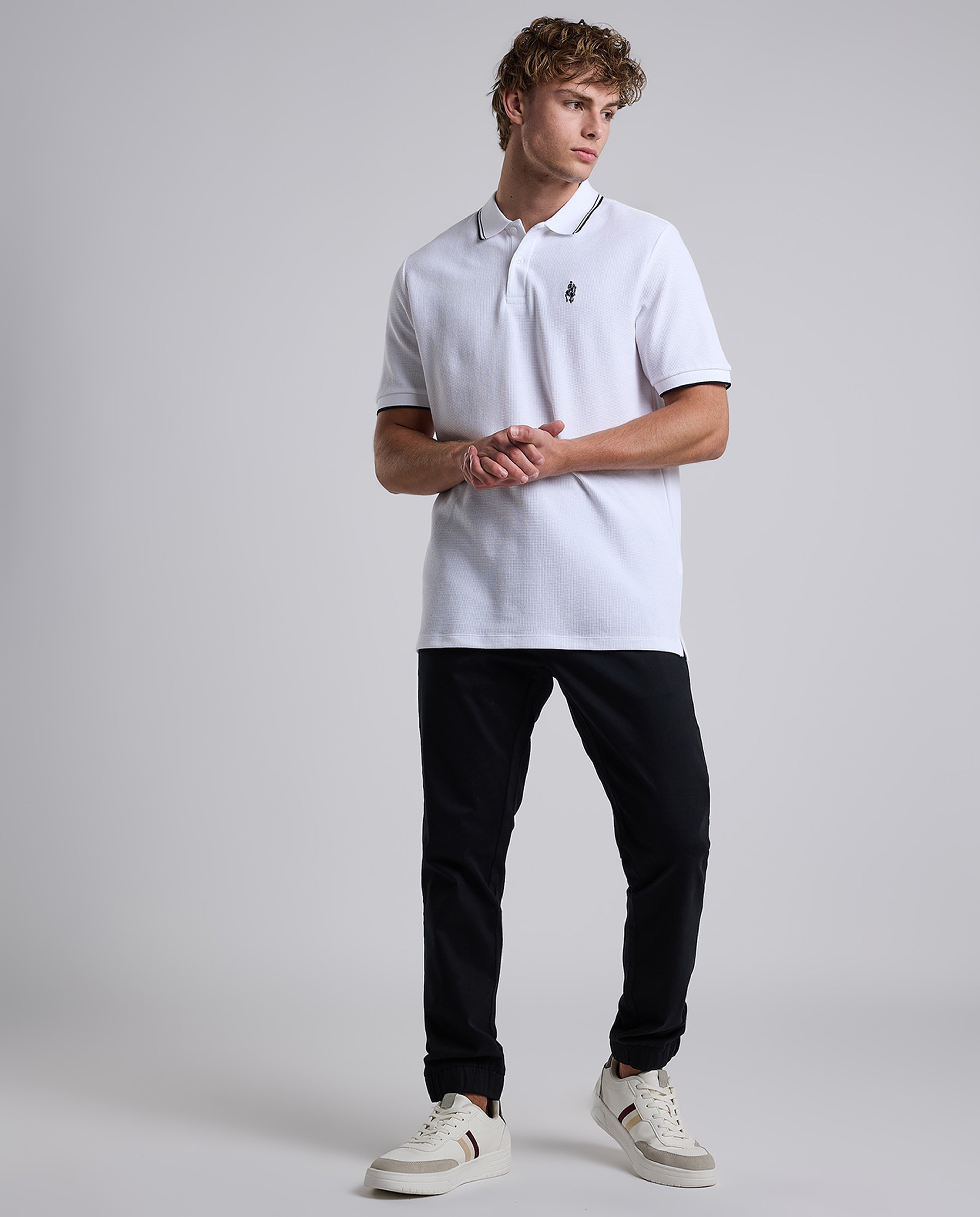 Contrast Trim Polo T-Shirt with Shirt Collar and Short Sleeves