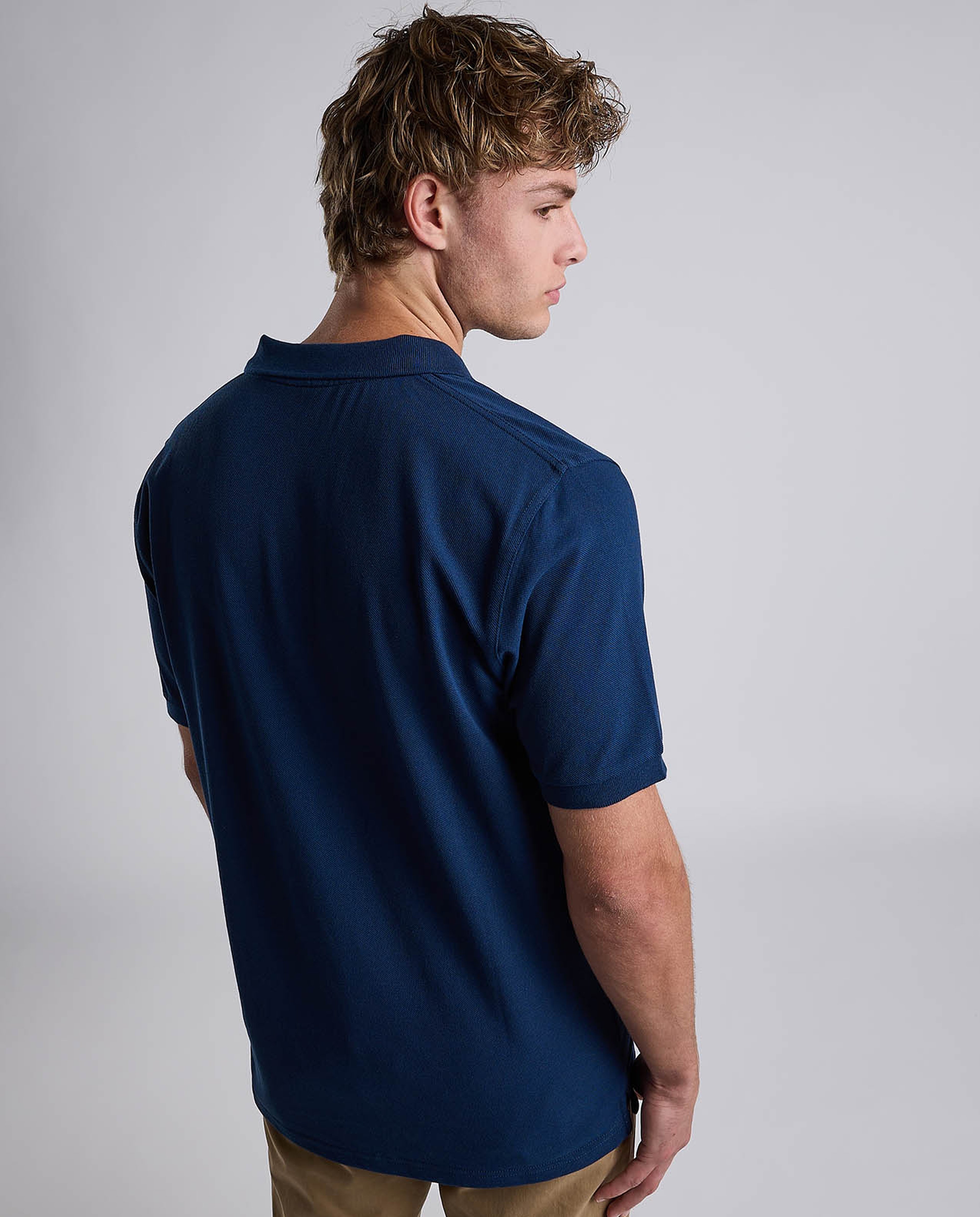 Solid Polo T-Shirt with Shirt Collar and Short Sleeves