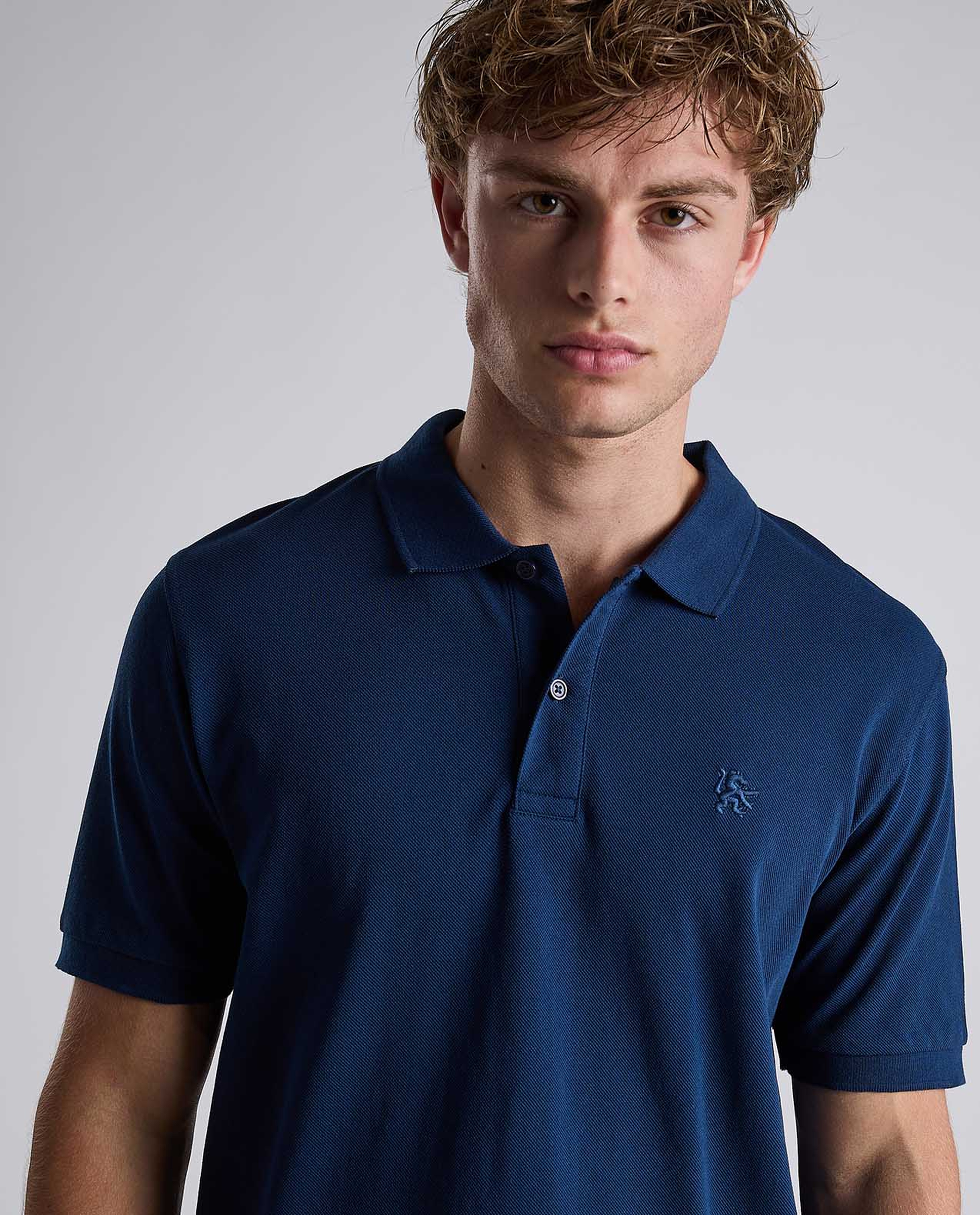 Solid Polo T-Shirt with Shirt Collar and Short Sleeves