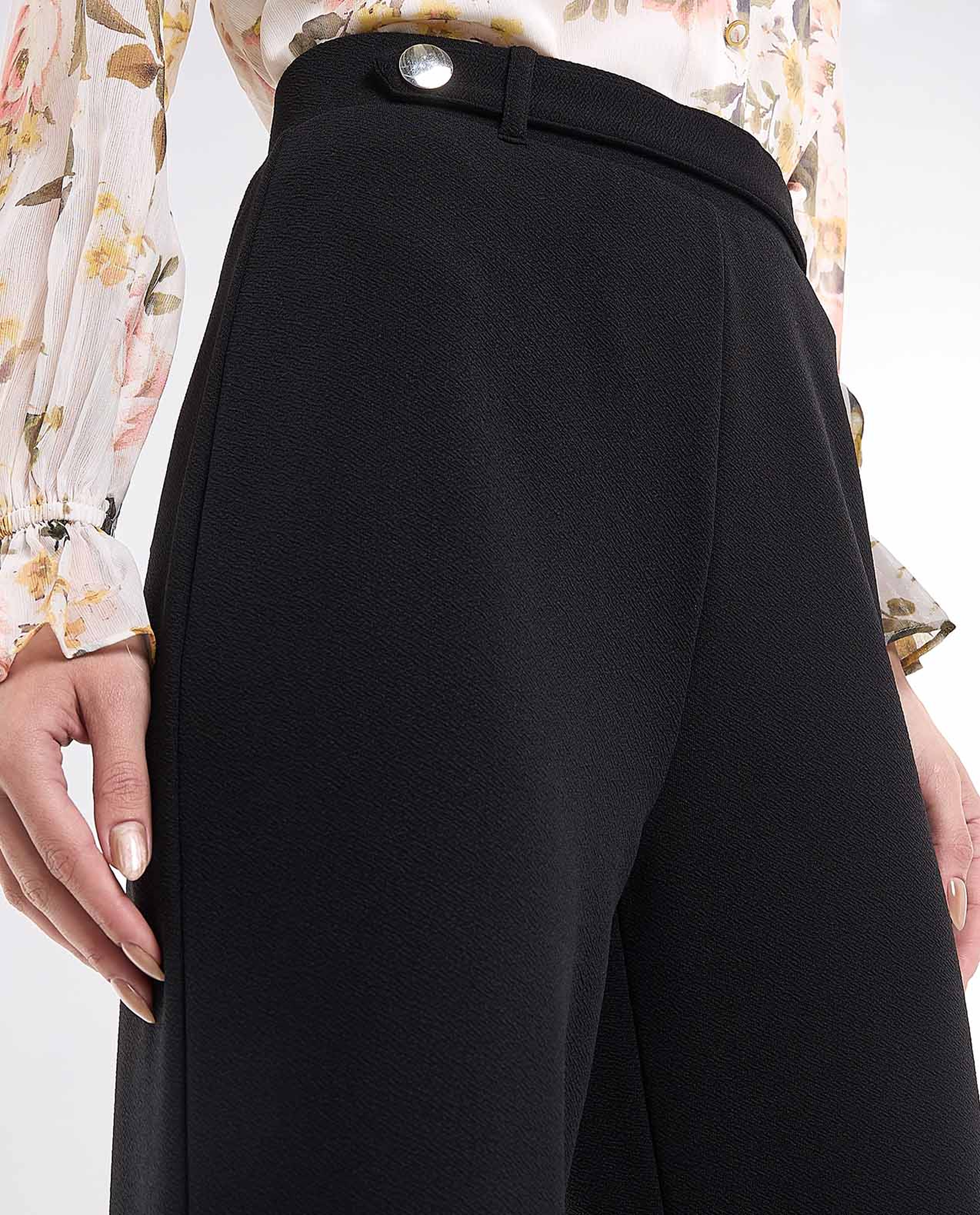 Solid Flared Trousers with Elastic Waist