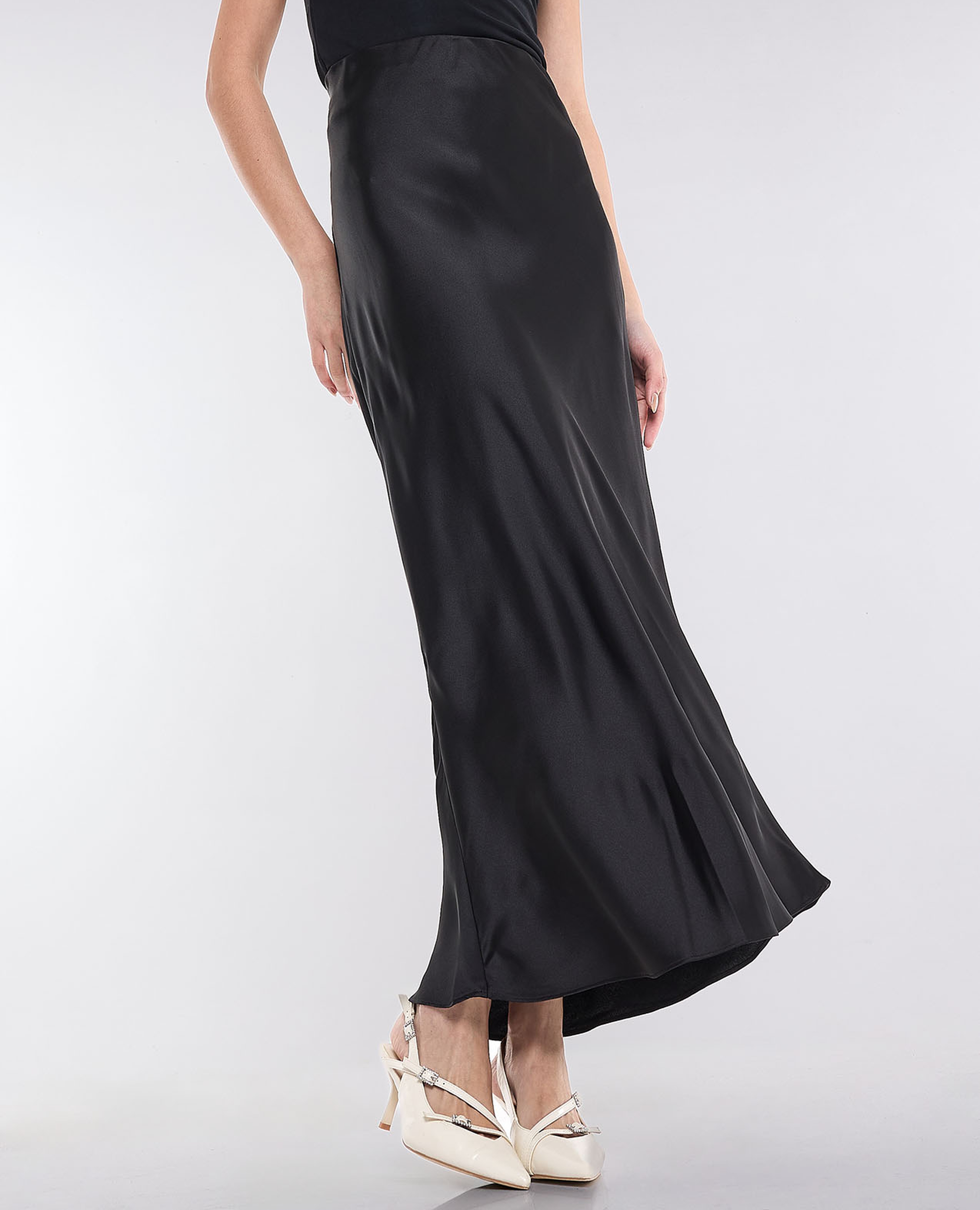 Solid Maxi Skirt with Elastic Waist