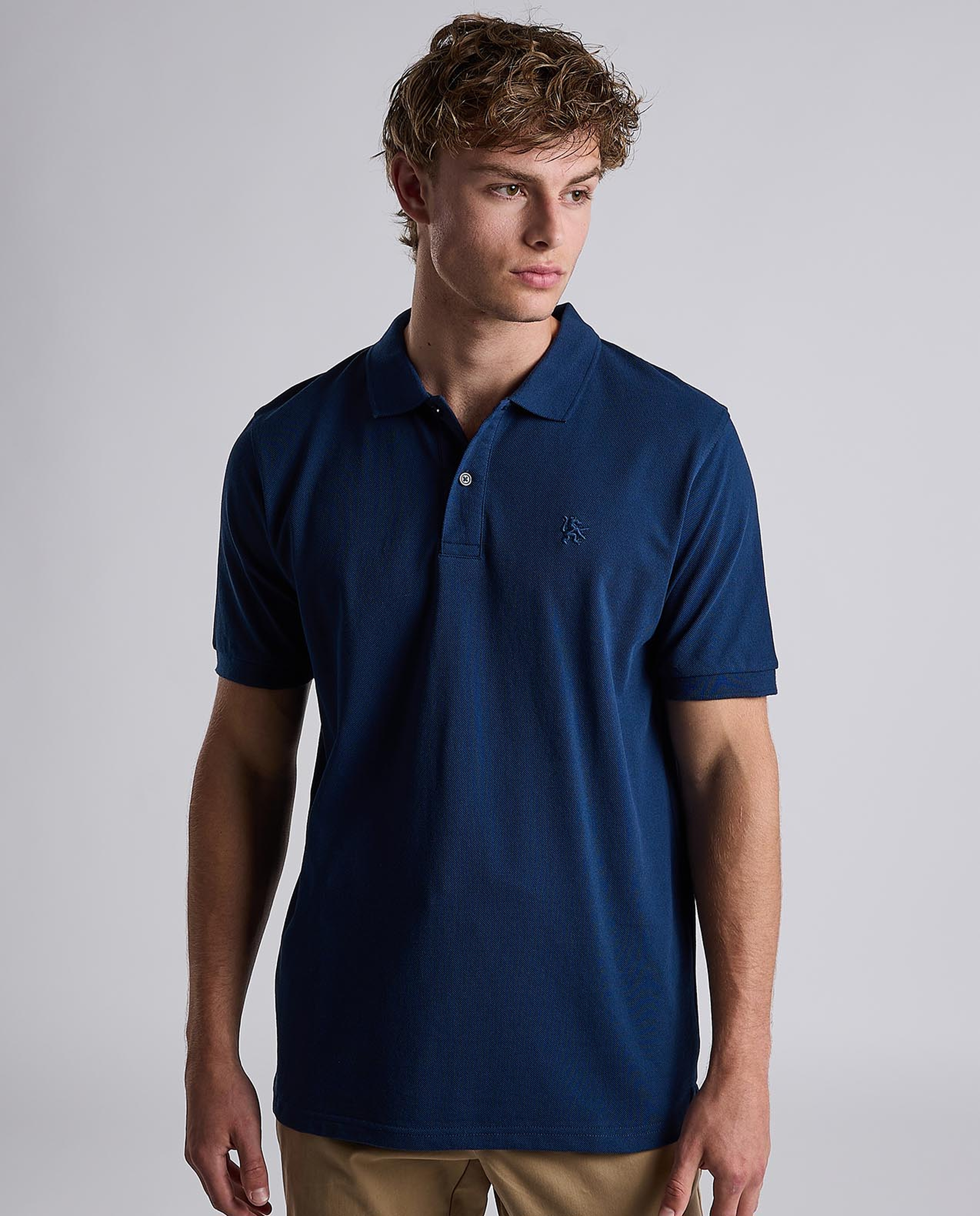 Solid Polo T-Shirt with Shirt Collar and Short Sleeves