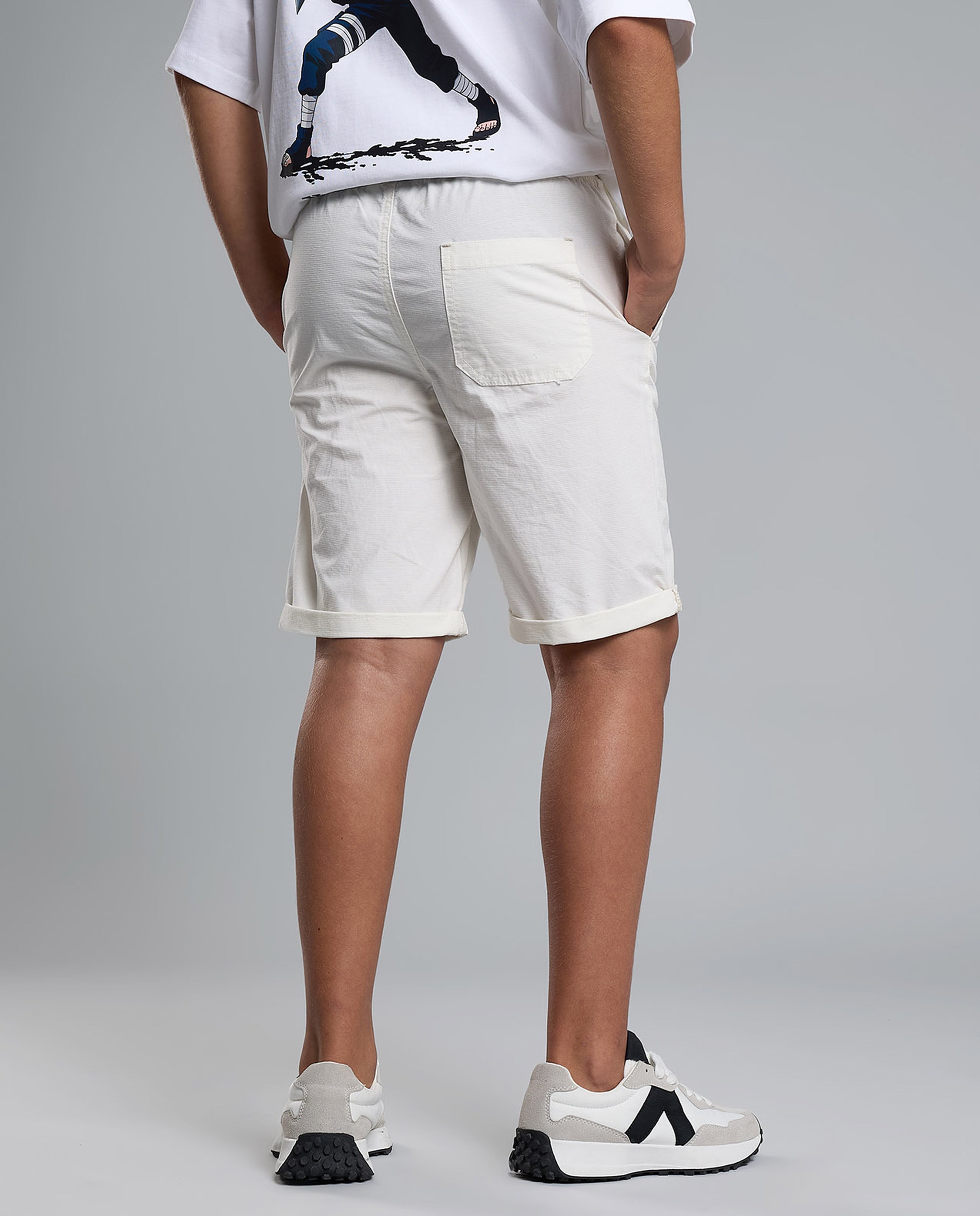 Textured Shorts with Drawstring Waist