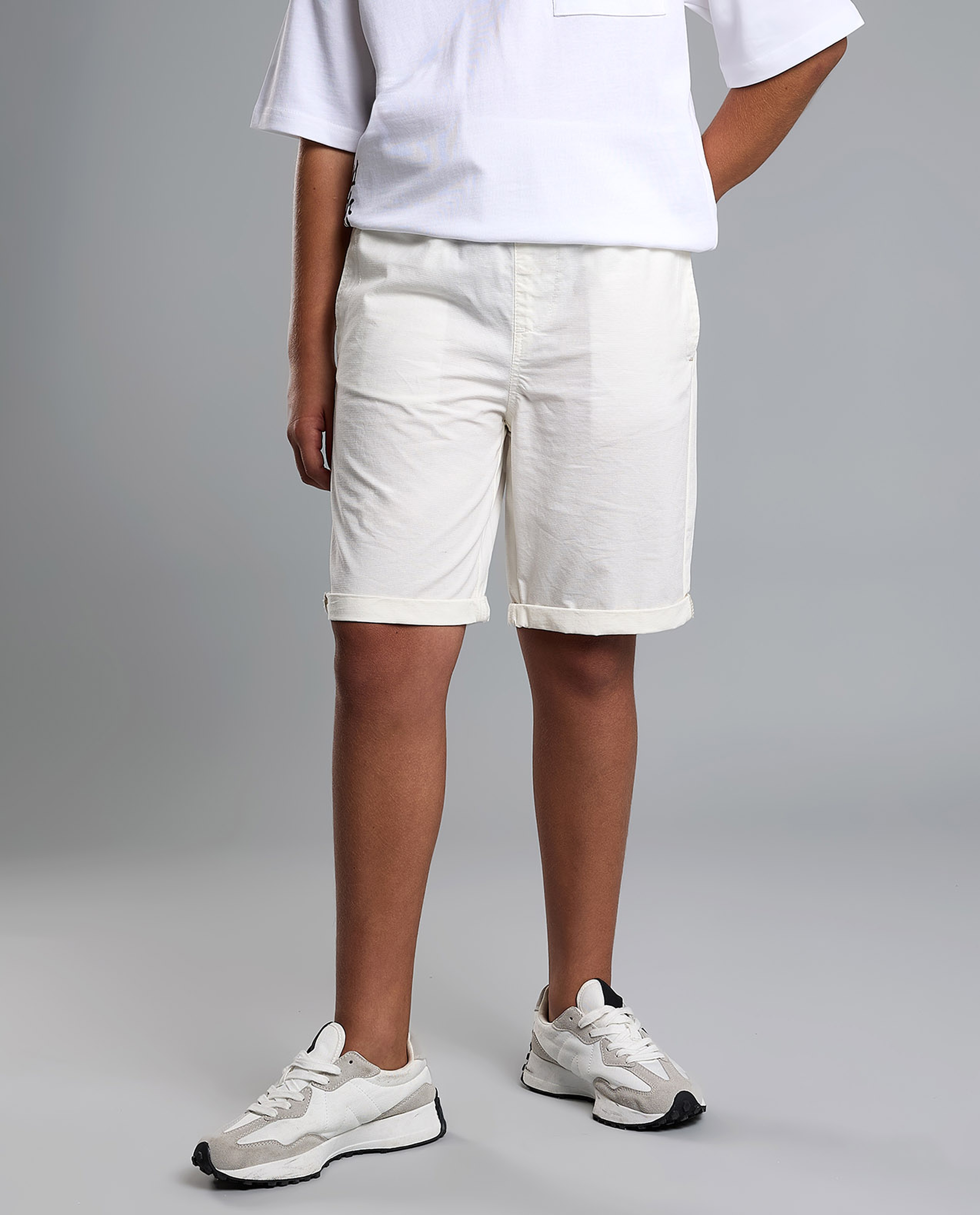 Textured Shorts with Drawstring Waist