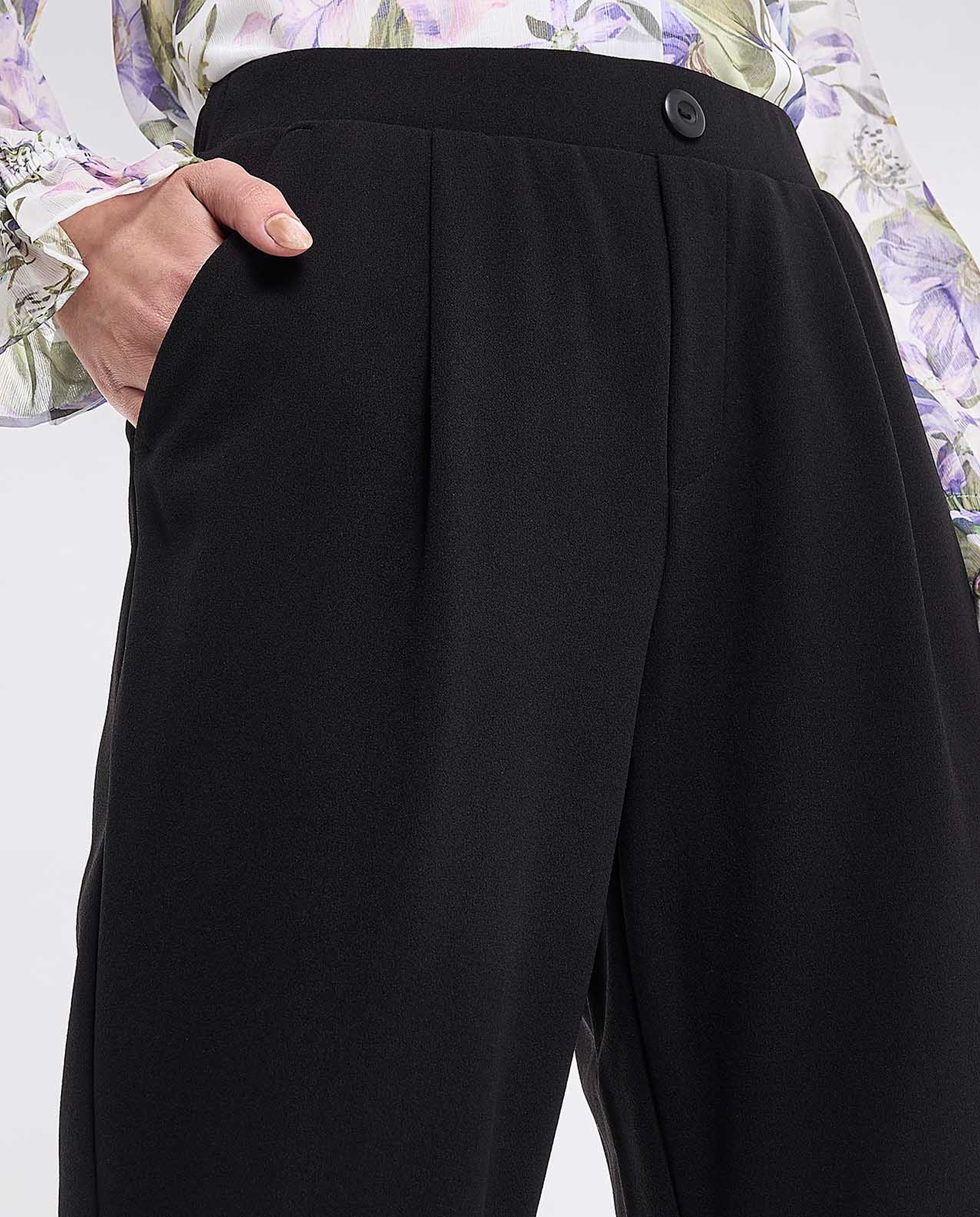 Pleat Detail Slim Fit Pants with Elastic Waist
