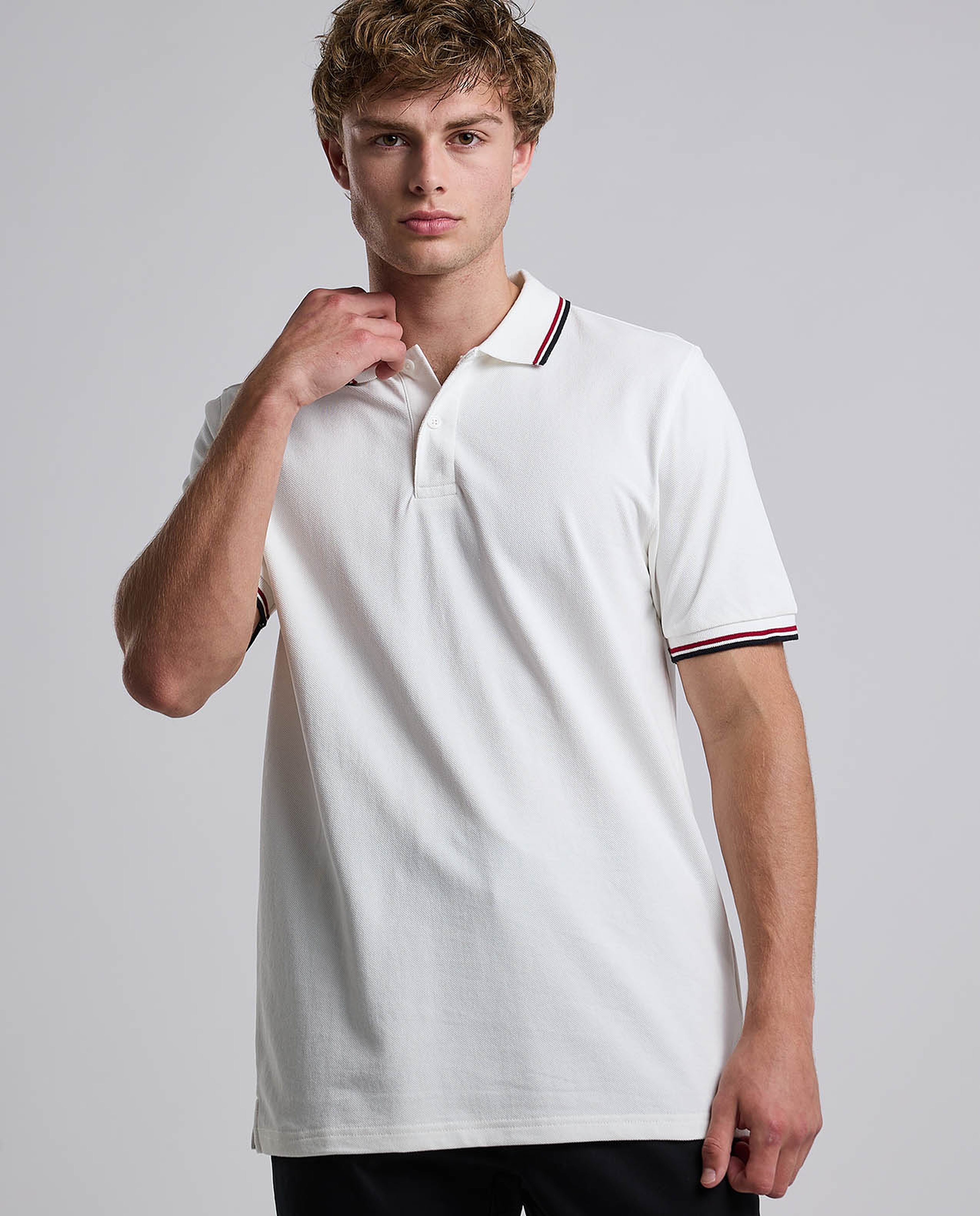 Contrast Trim Polo T-Shirt with Shirt Collar and Short Sleeves