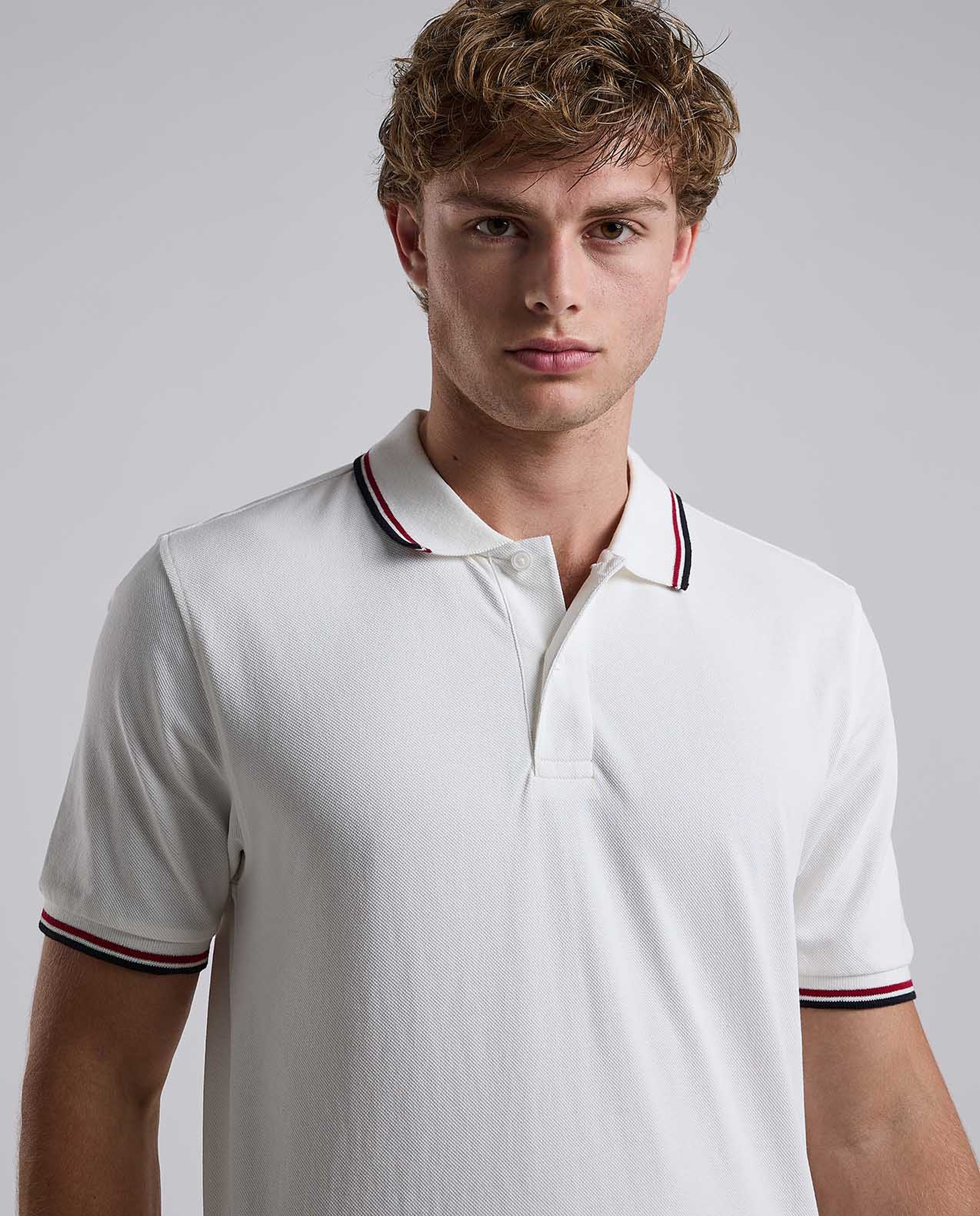 Contrast Trim Polo T-Shirt with Shirt Collar and Short Sleeves
