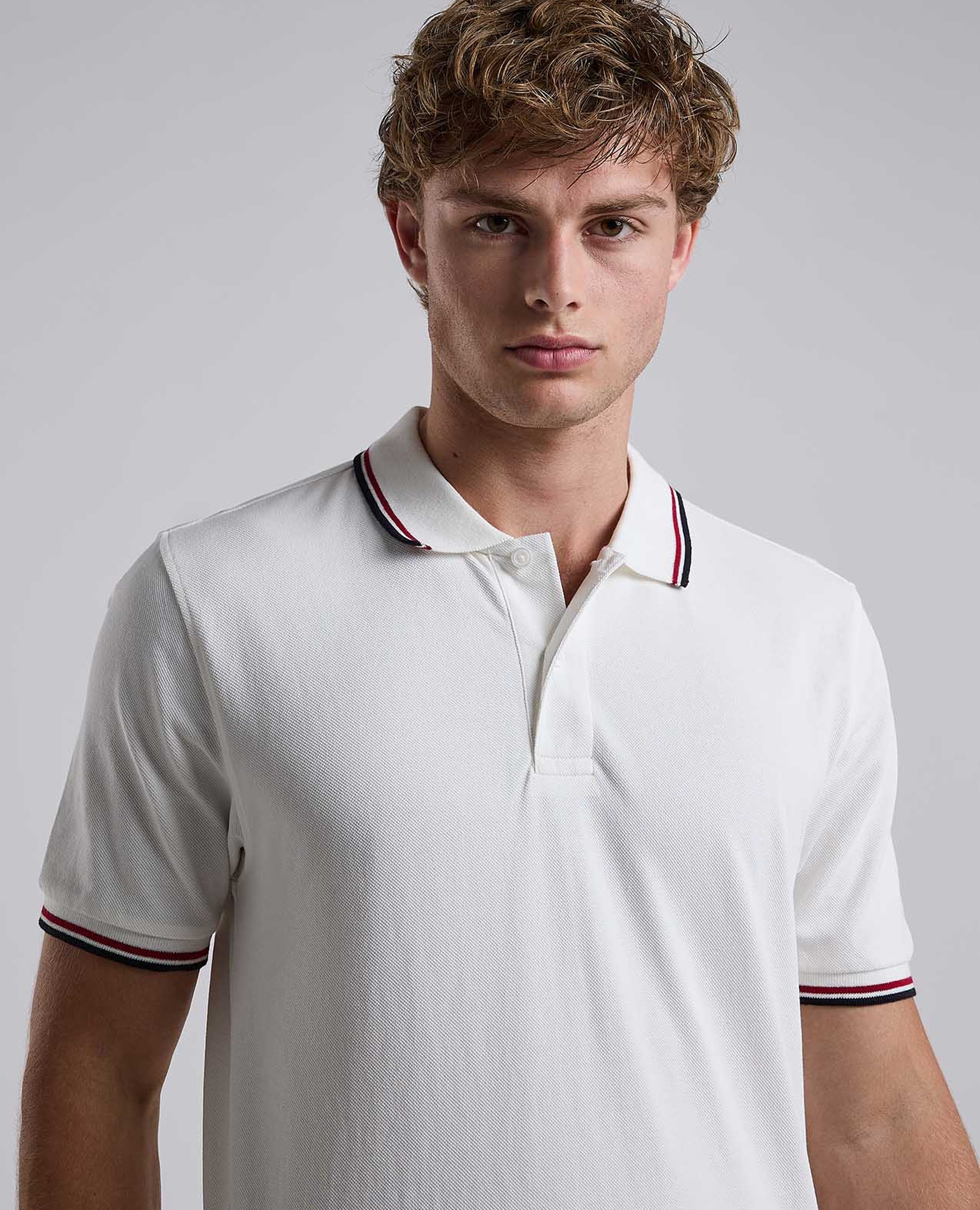 Contrast Trim Polo T-Shirt with Shirt Collar and Short Sleeves