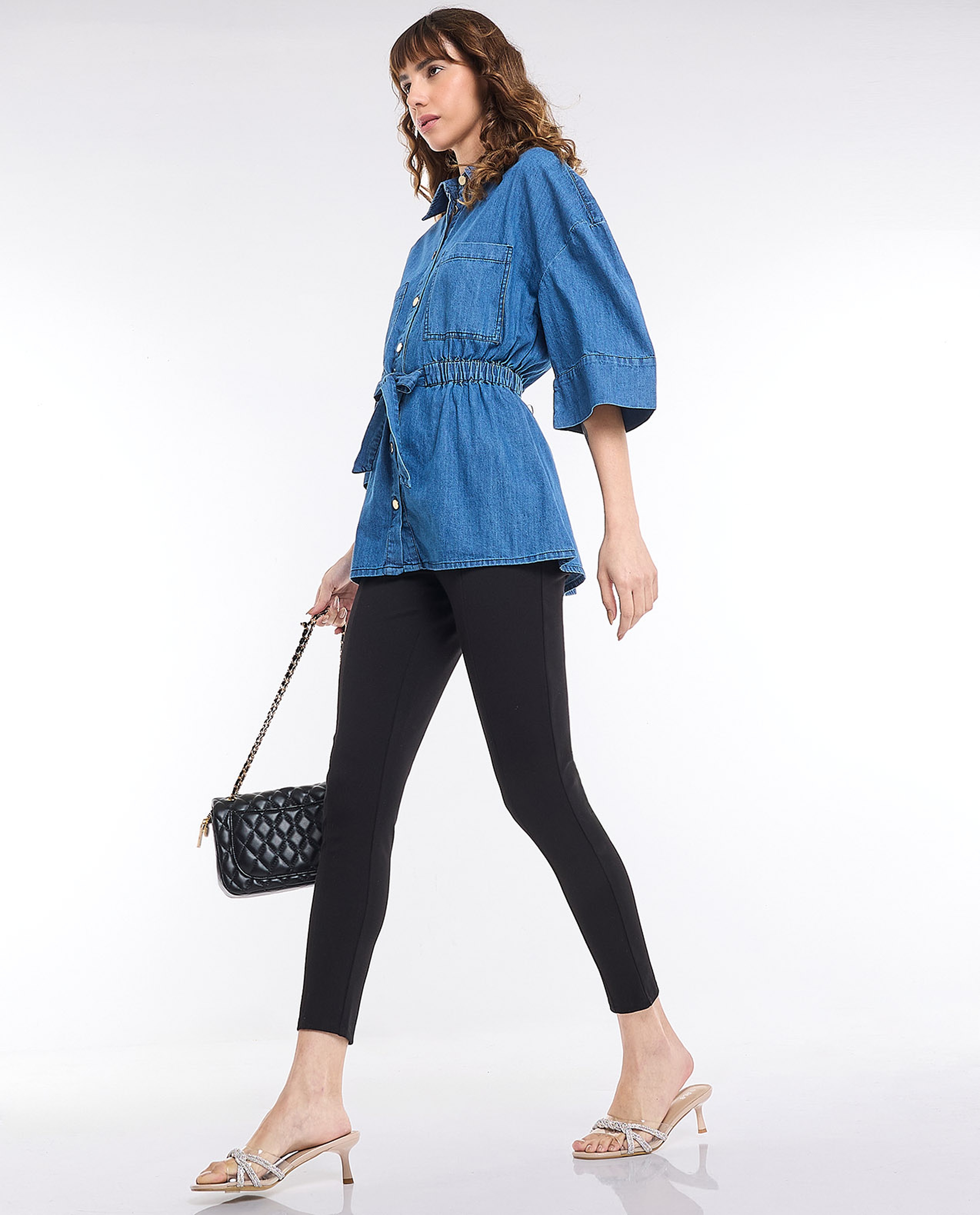 Seam Detail Treggings with Elastic Waist