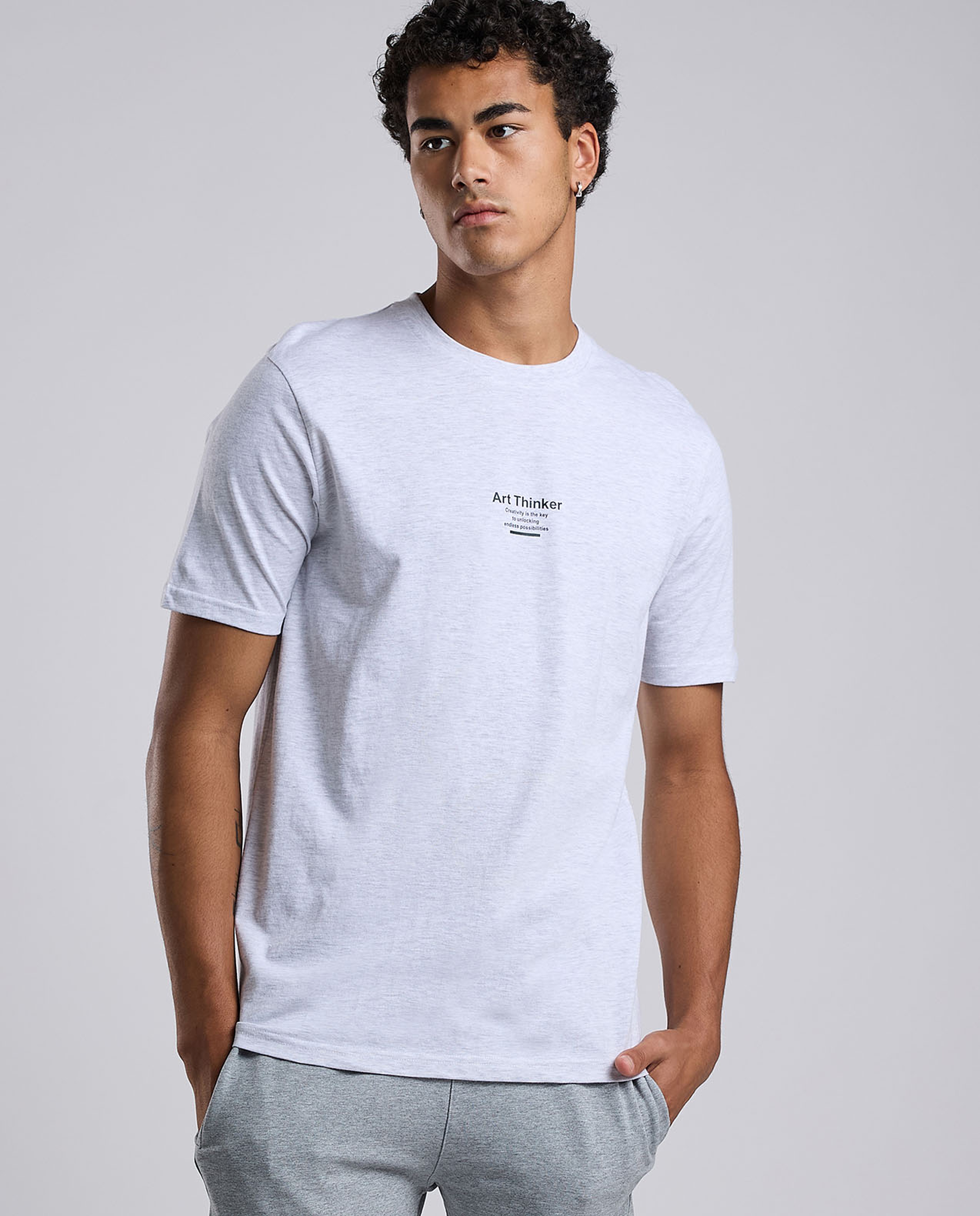 Printed T-Shirt wit Crew Neck and Short Sleeves