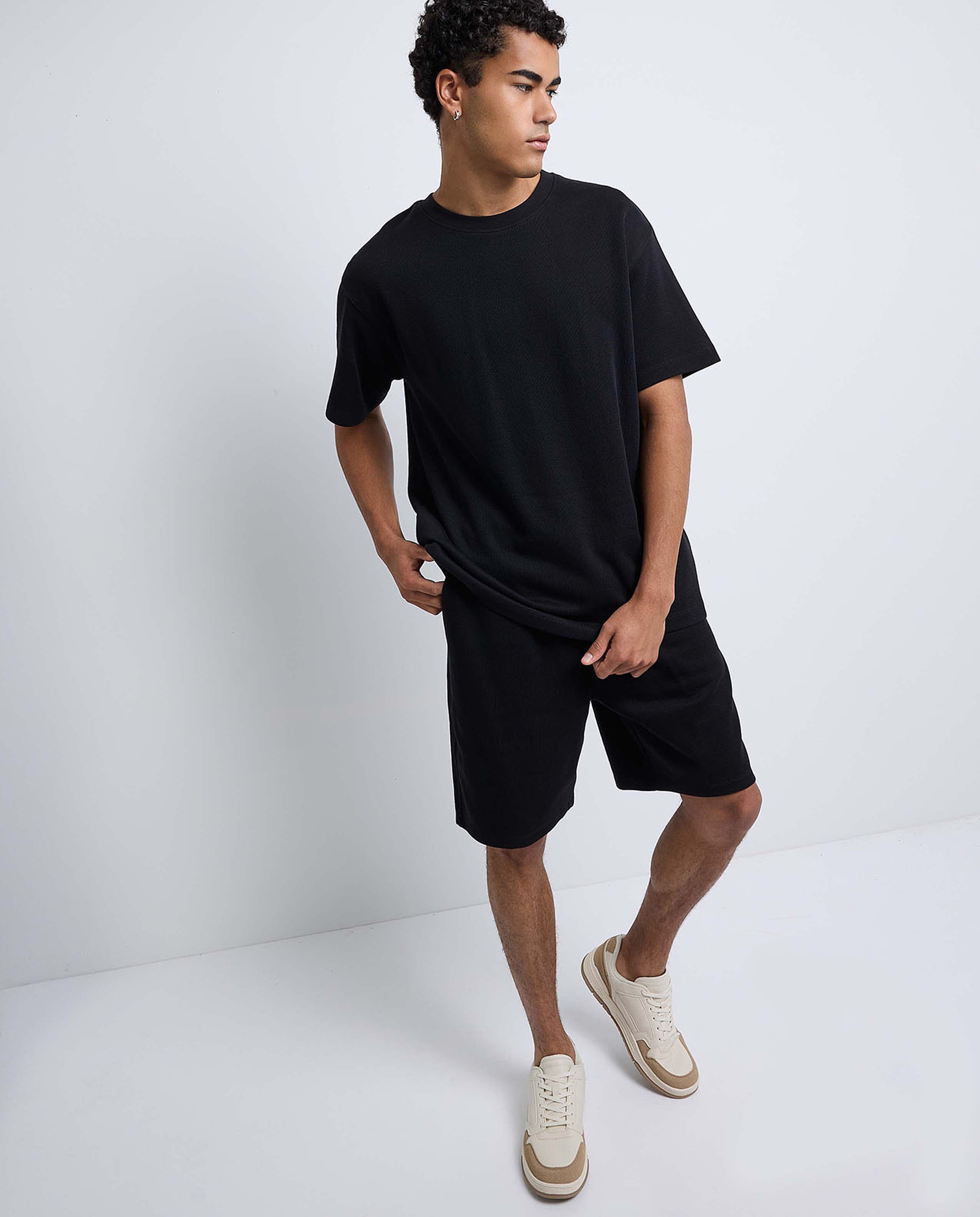 Solid T-Shirt with Crew Neck and Short Sleeves