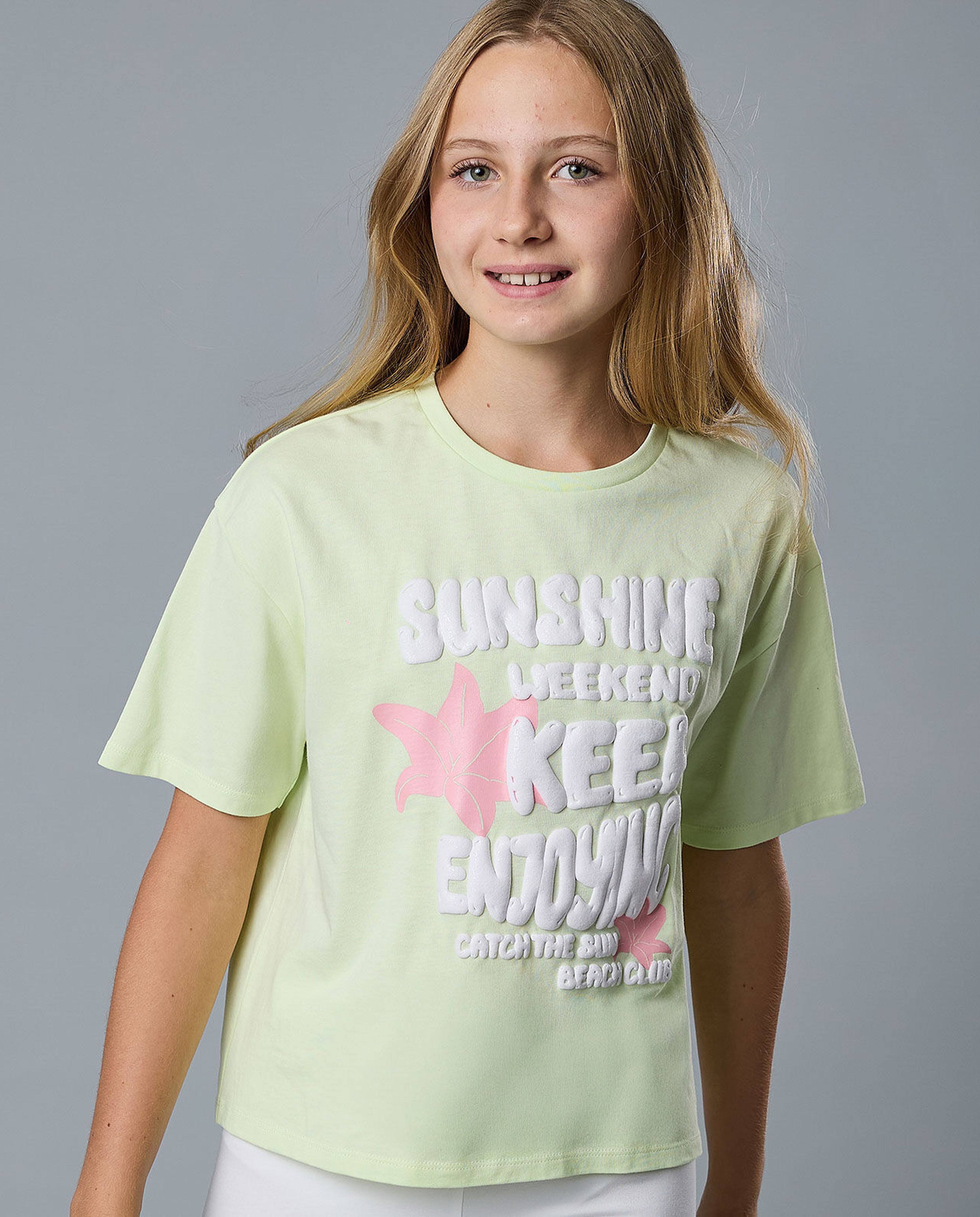 Printed T-Shirt with Crew Neck and Short Sleeves