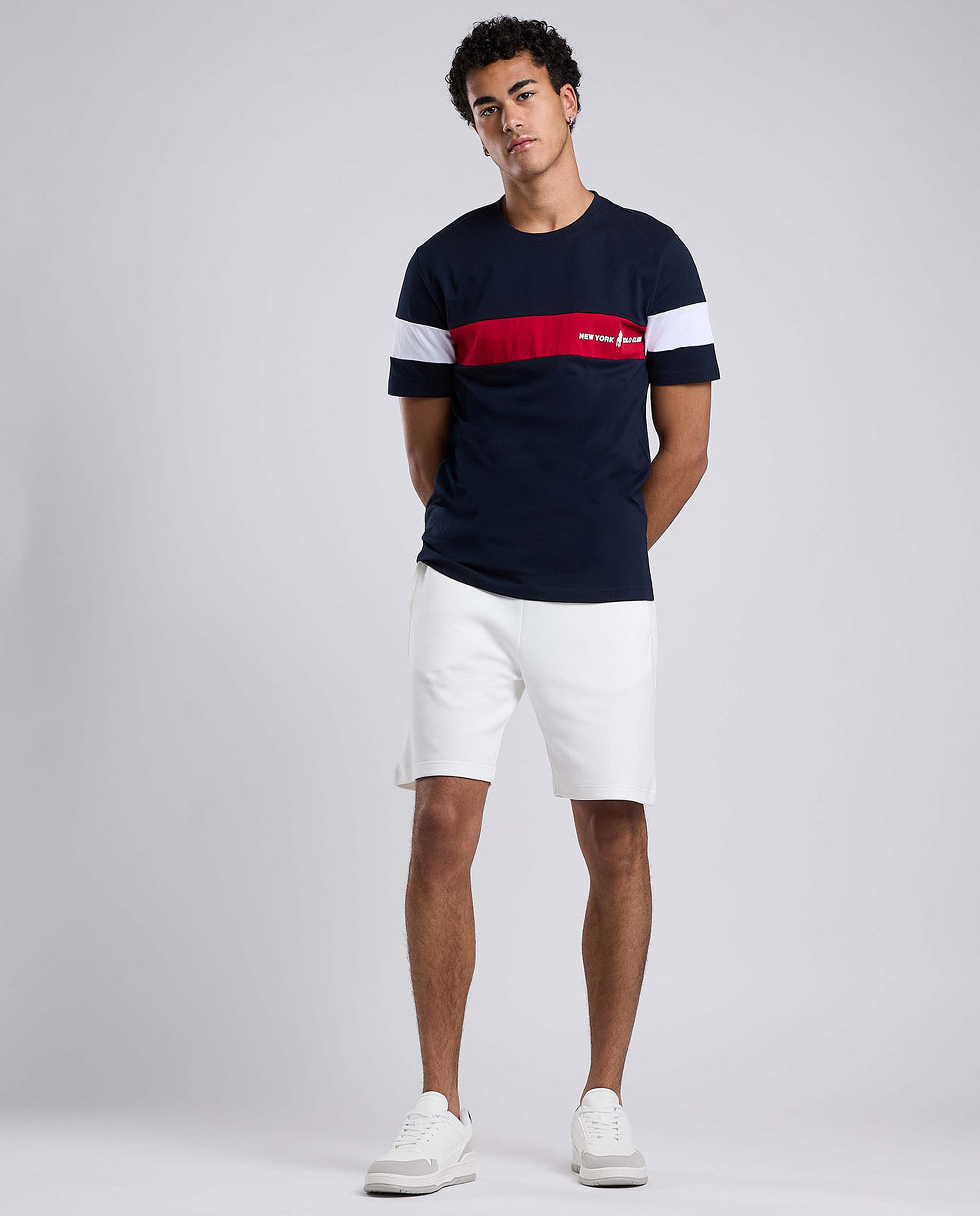 Color Block T-Shirt with Crew Neck and Short Sleeves