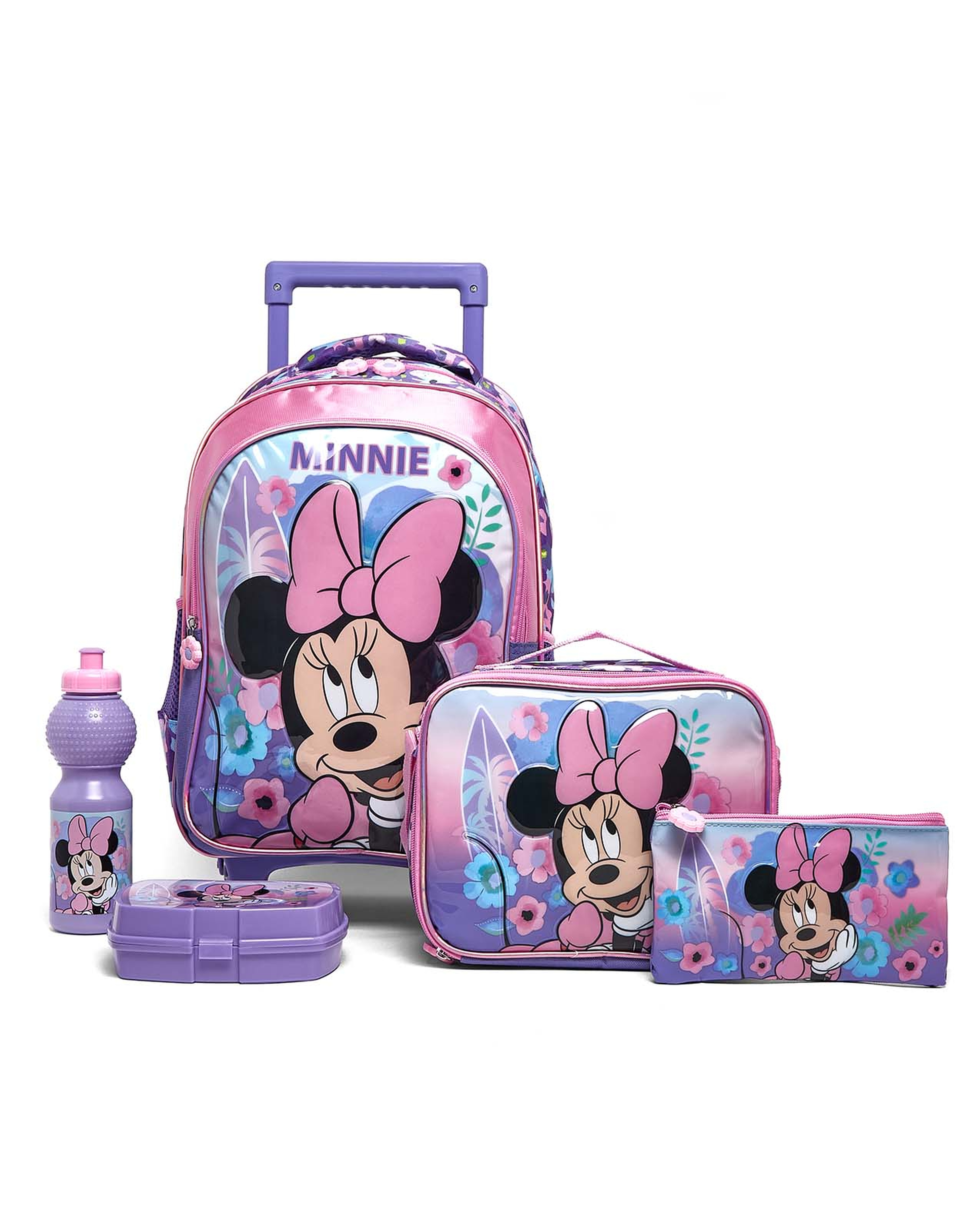 Minnie Mouse Print 16" Trolley Backpack Set"