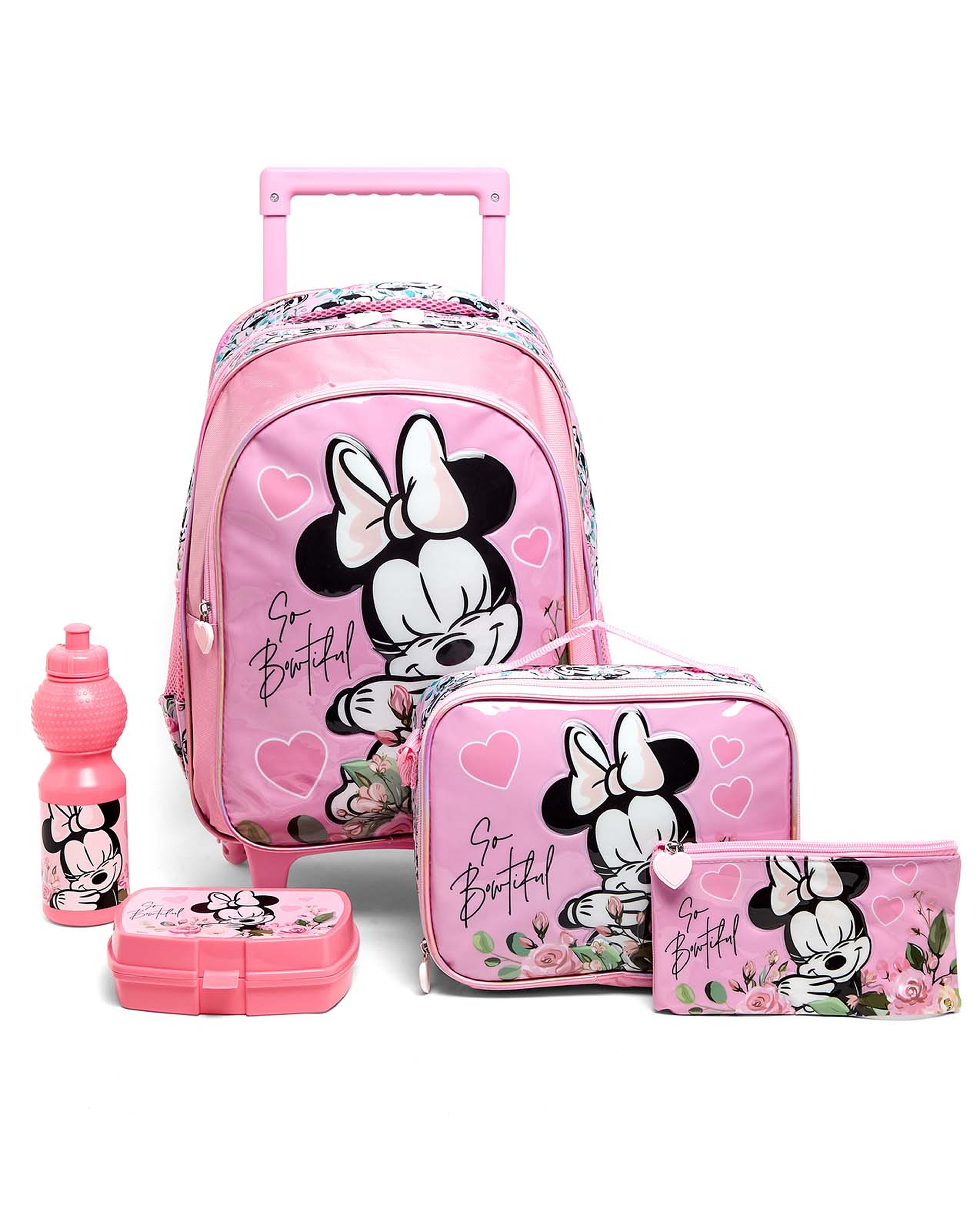 Minnie Mouse Print 16" Trolley Backpack Set"