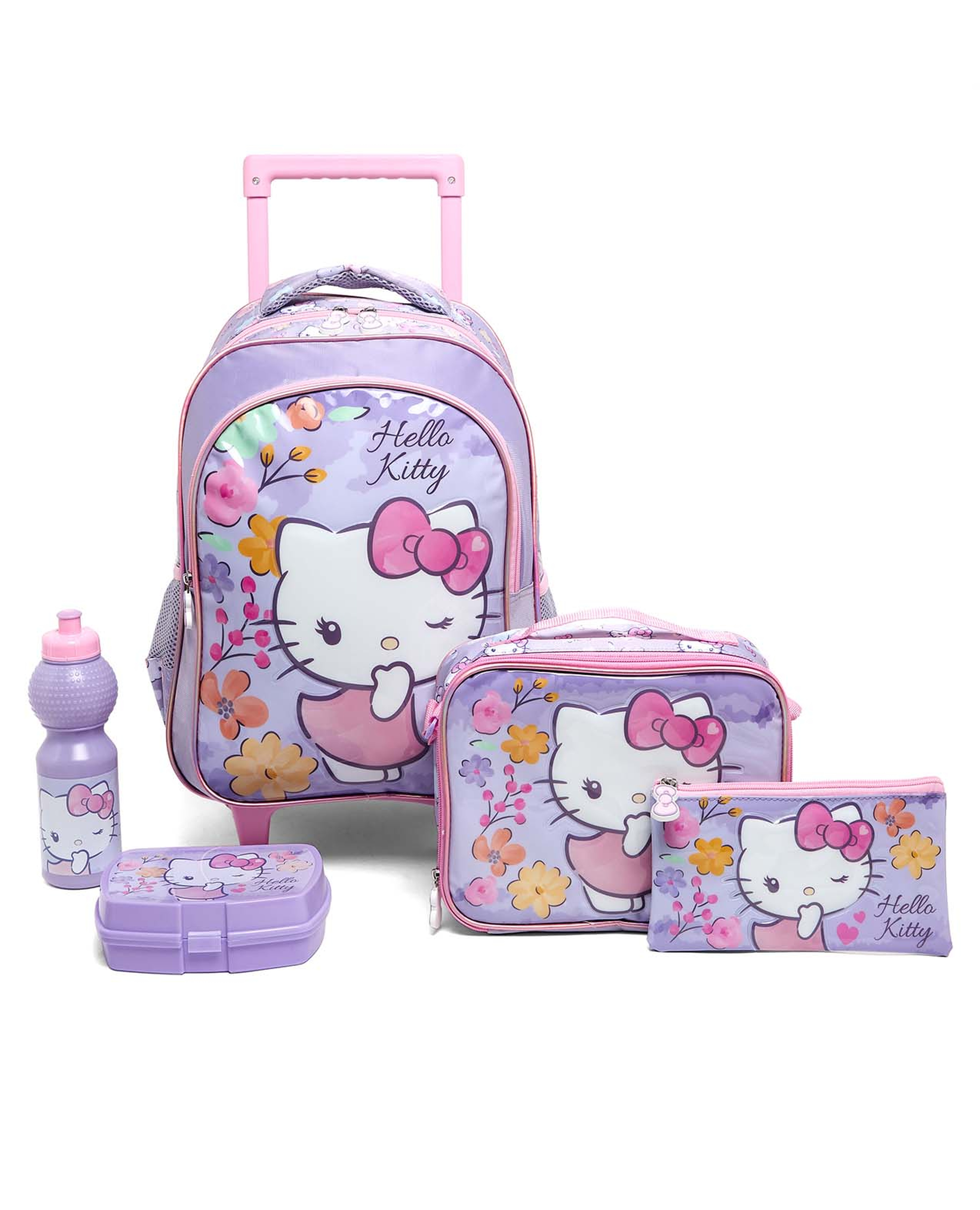 Hello Kitty Print 16" Trolley Backpack Set"