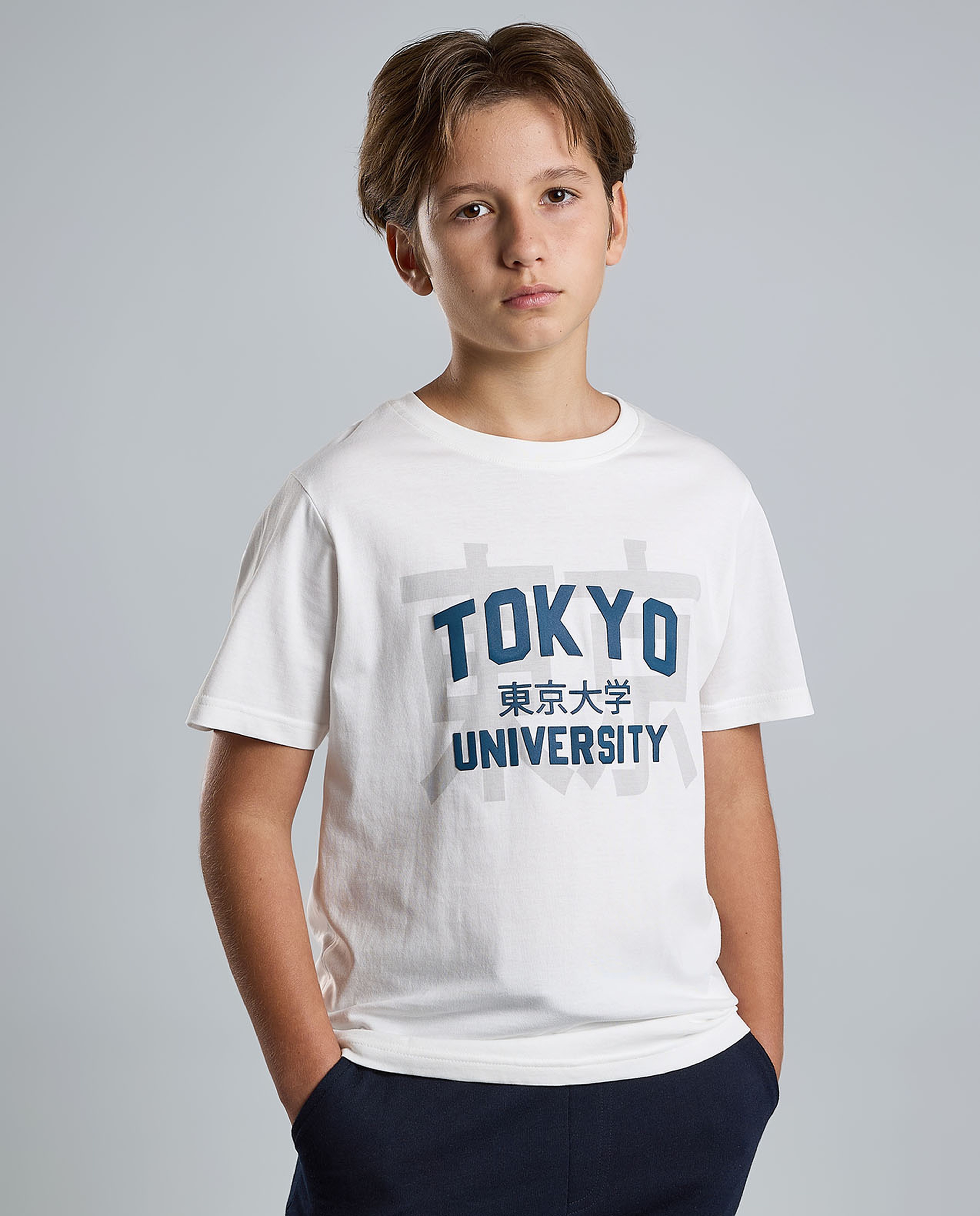 Graphic Print T-Shirt with Crew Neck and Short Sleeves