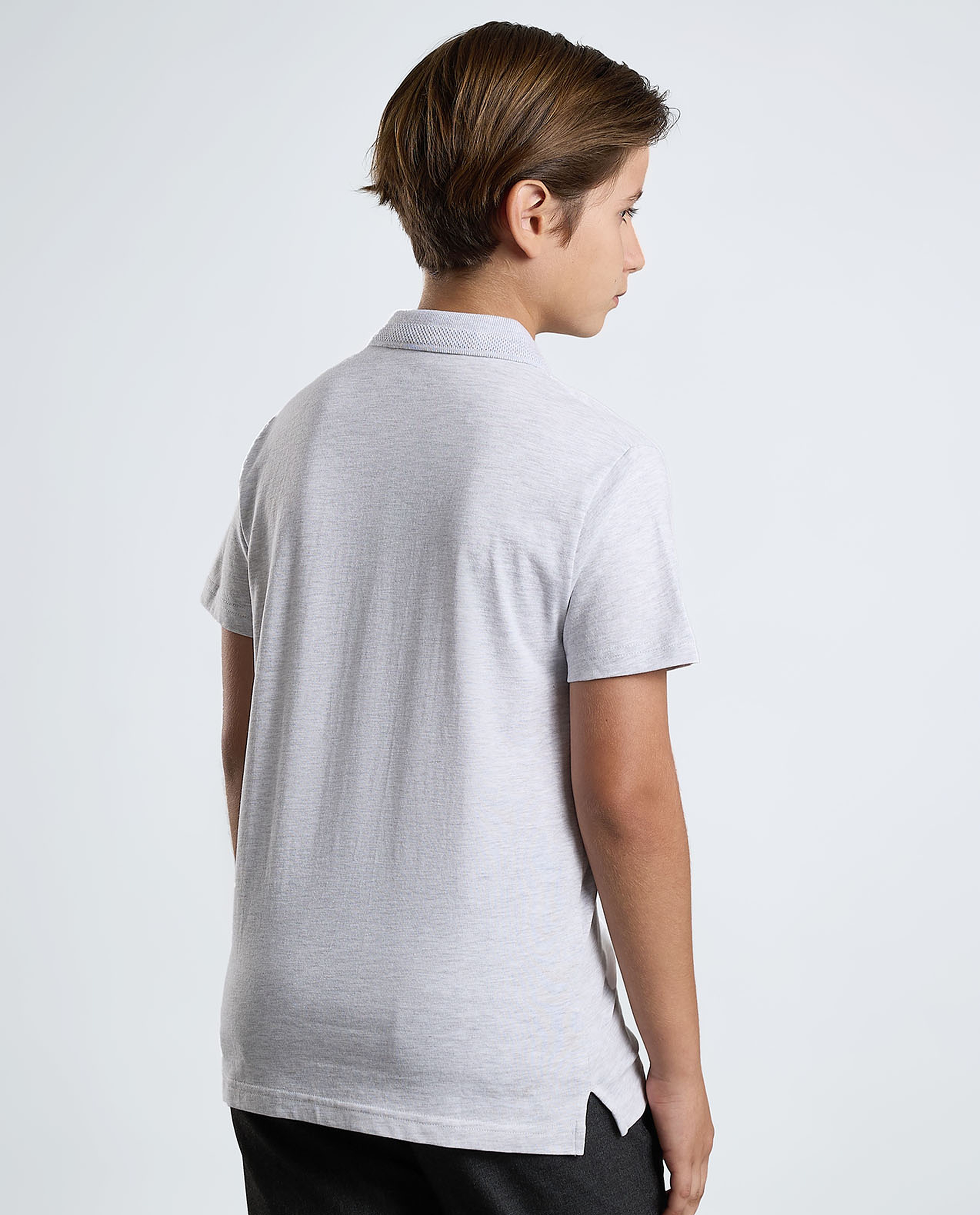 Solid Polo T-Shirt with Crew Neck and Short Sleeves