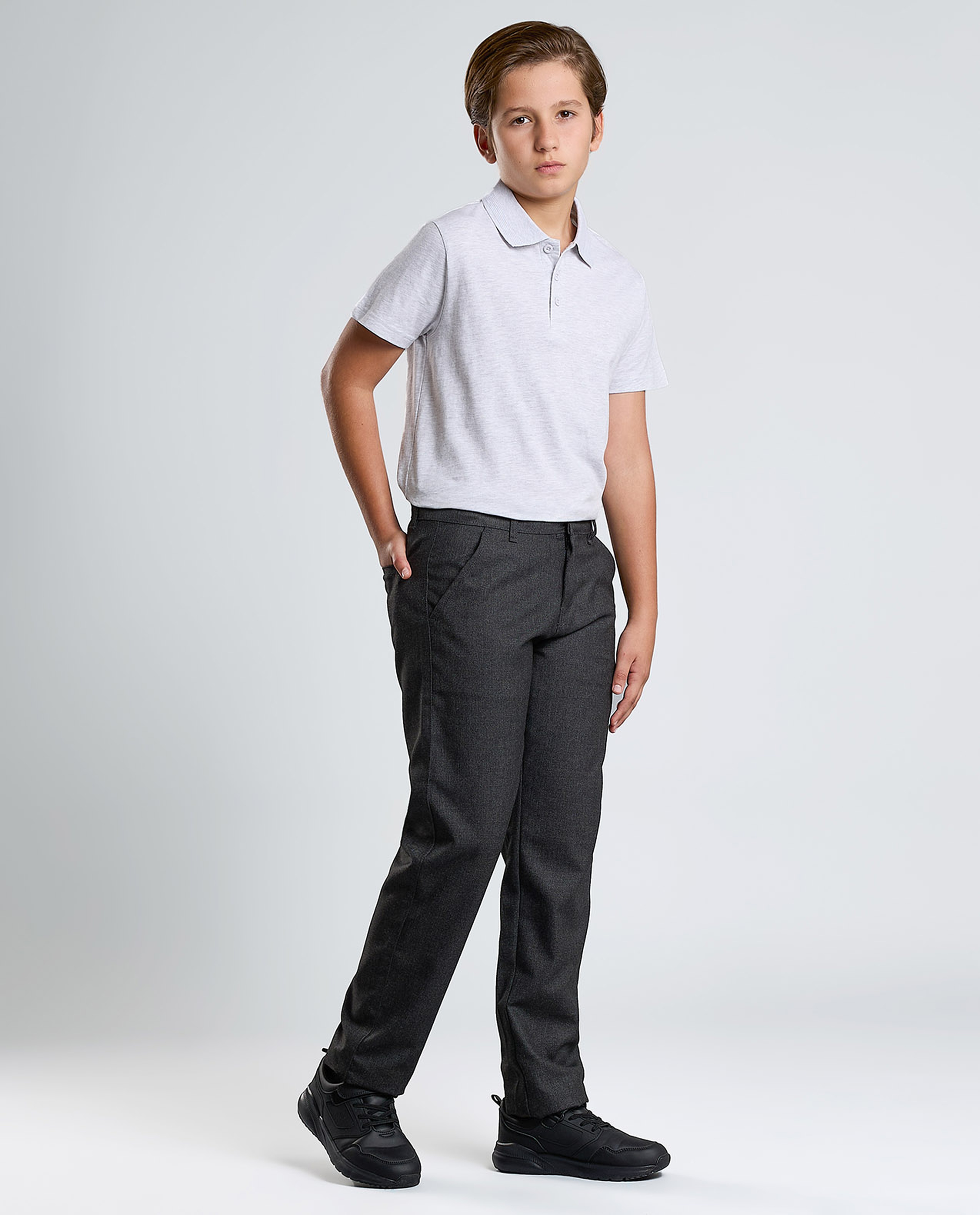 Solid Polo T-Shirt with Crew Neck and Short Sleeves