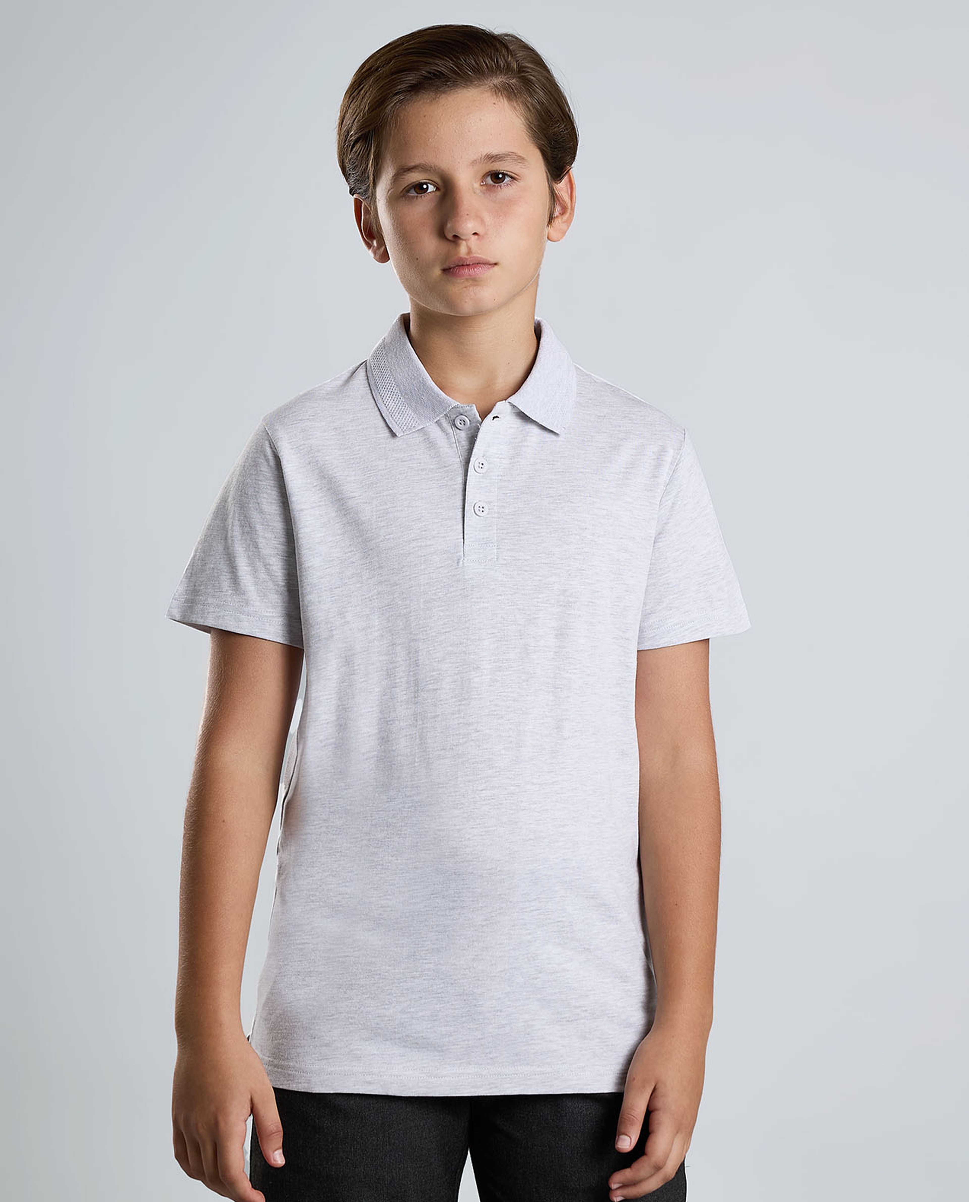 Solid Polo T-Shirt with Crew Neck and Short Sleeves