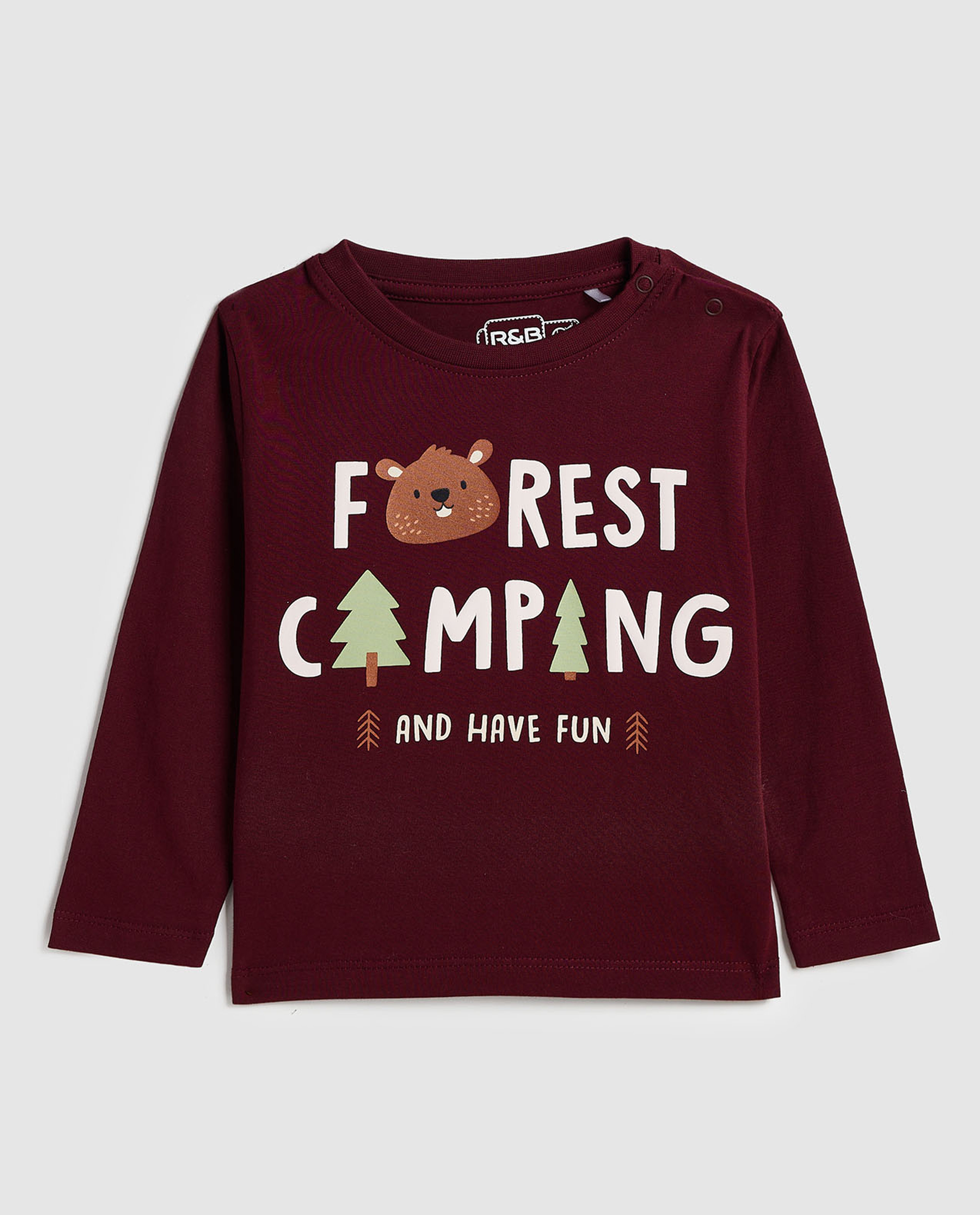 Printed T-Shirt with Crew Neck and Long Sleeves