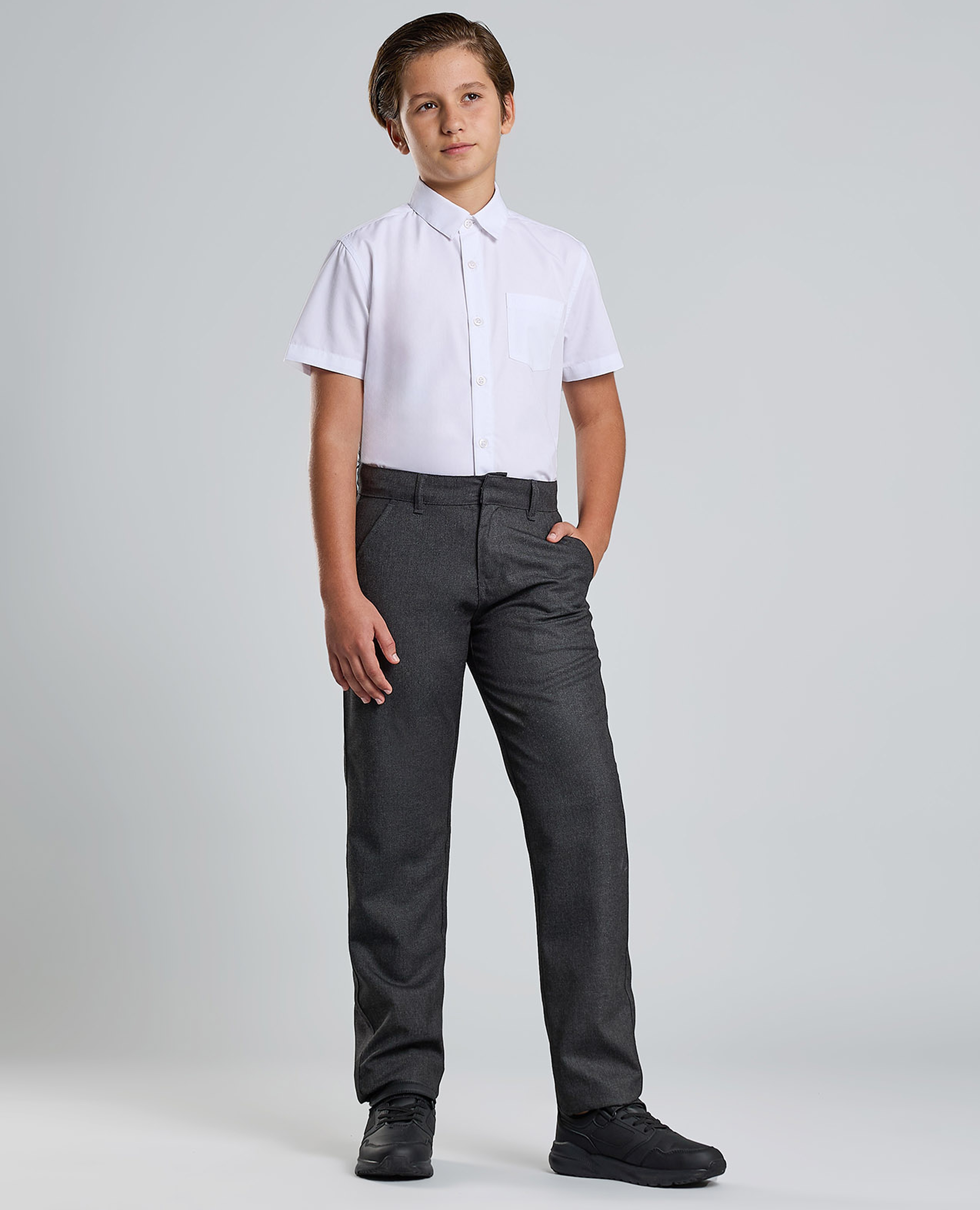 Textured Trousers with Button Closure