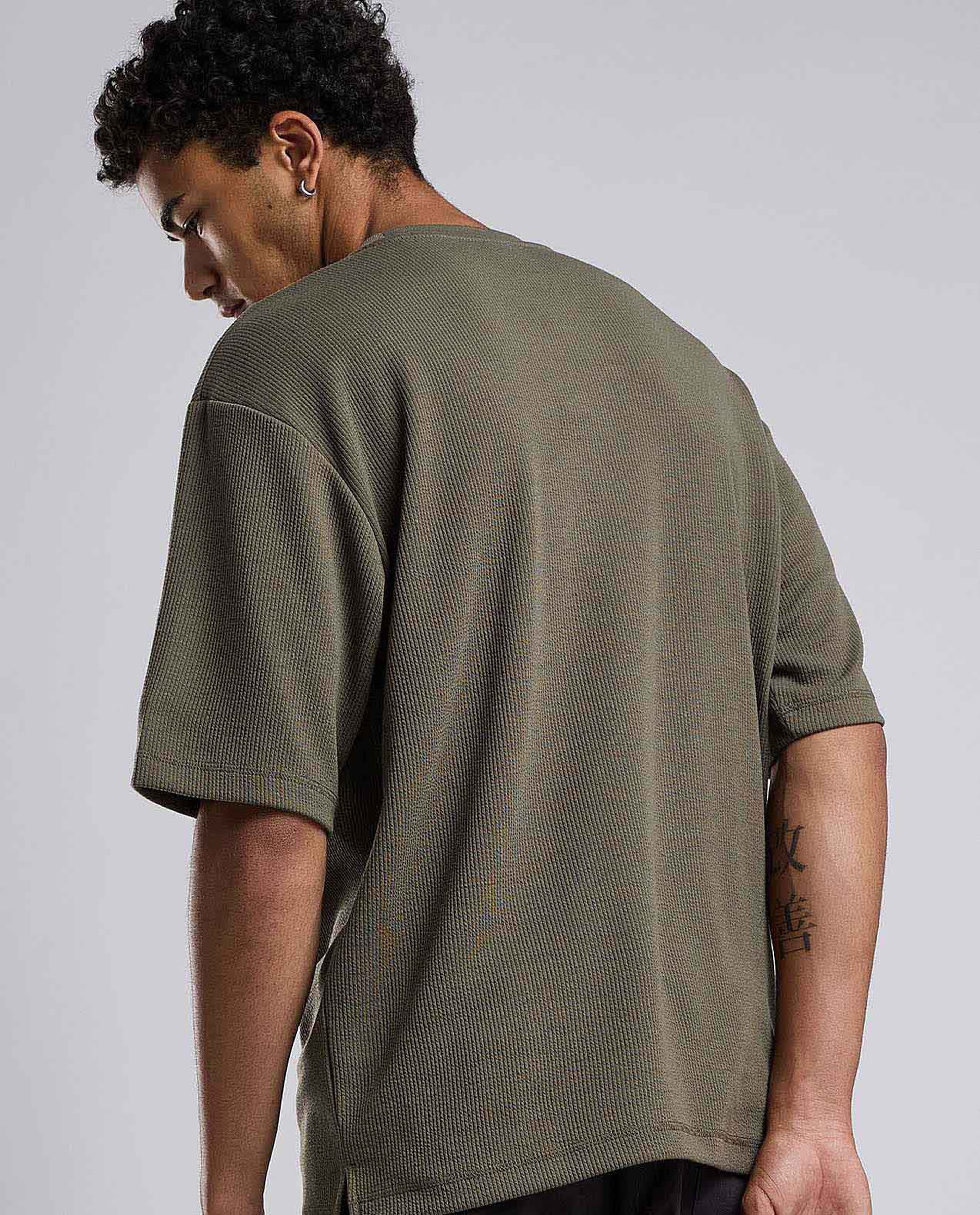 Textured T-Shirt with Crew Neck and Short Sleeves