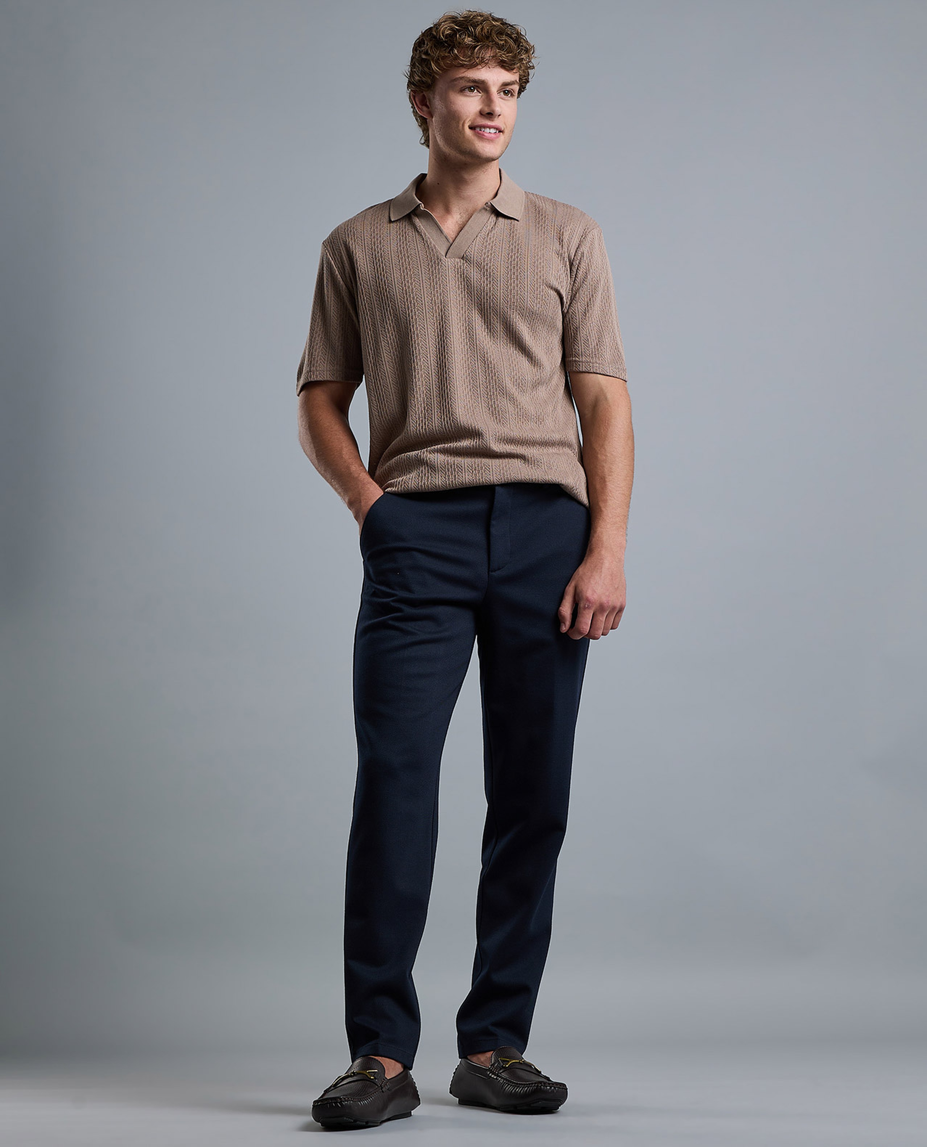 Textured Polo T-Shirt with Short Sleeves