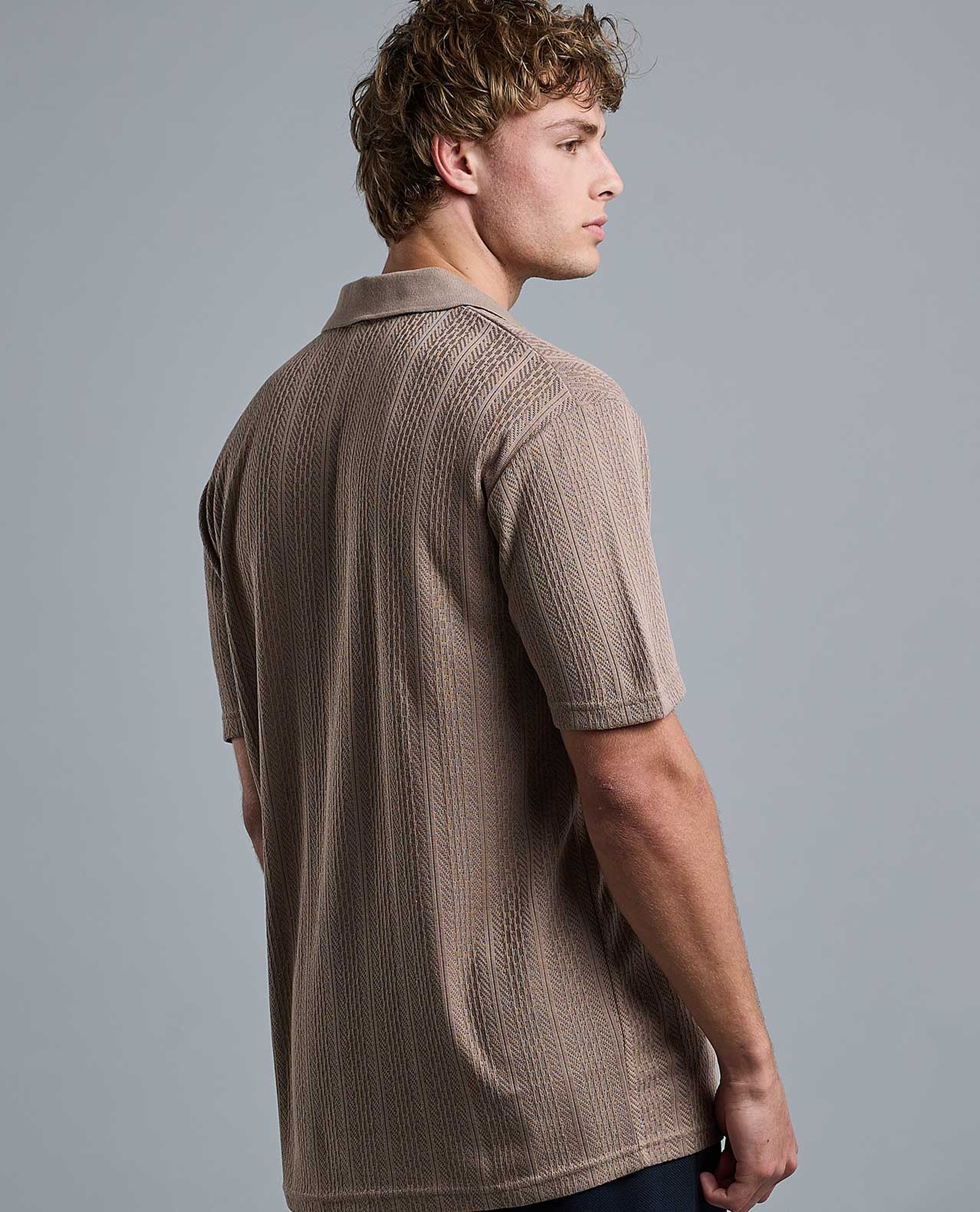 Textured Polo T-Shirt with Short Sleeves