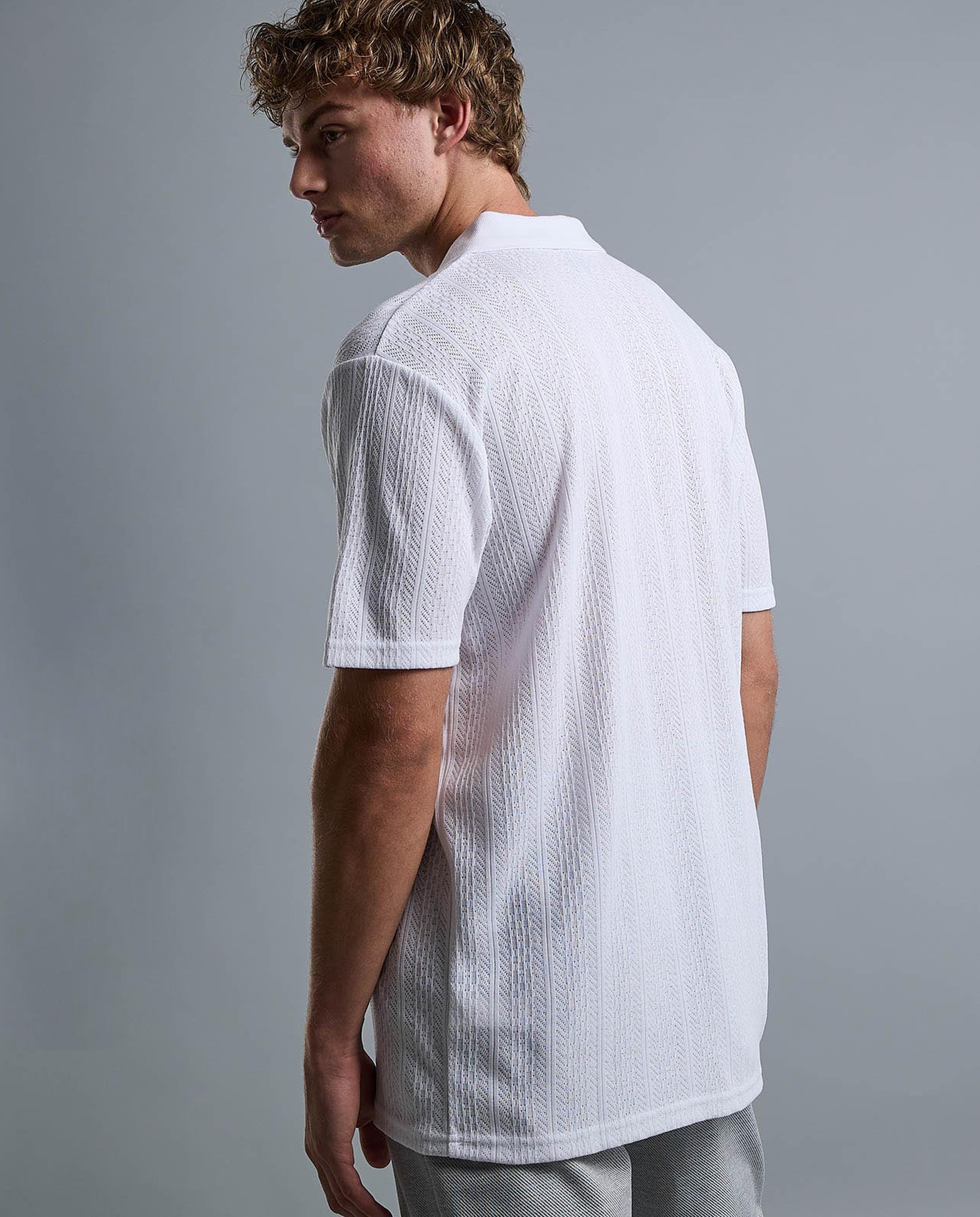 Textured Polo T-Shirt with Short Sleeves