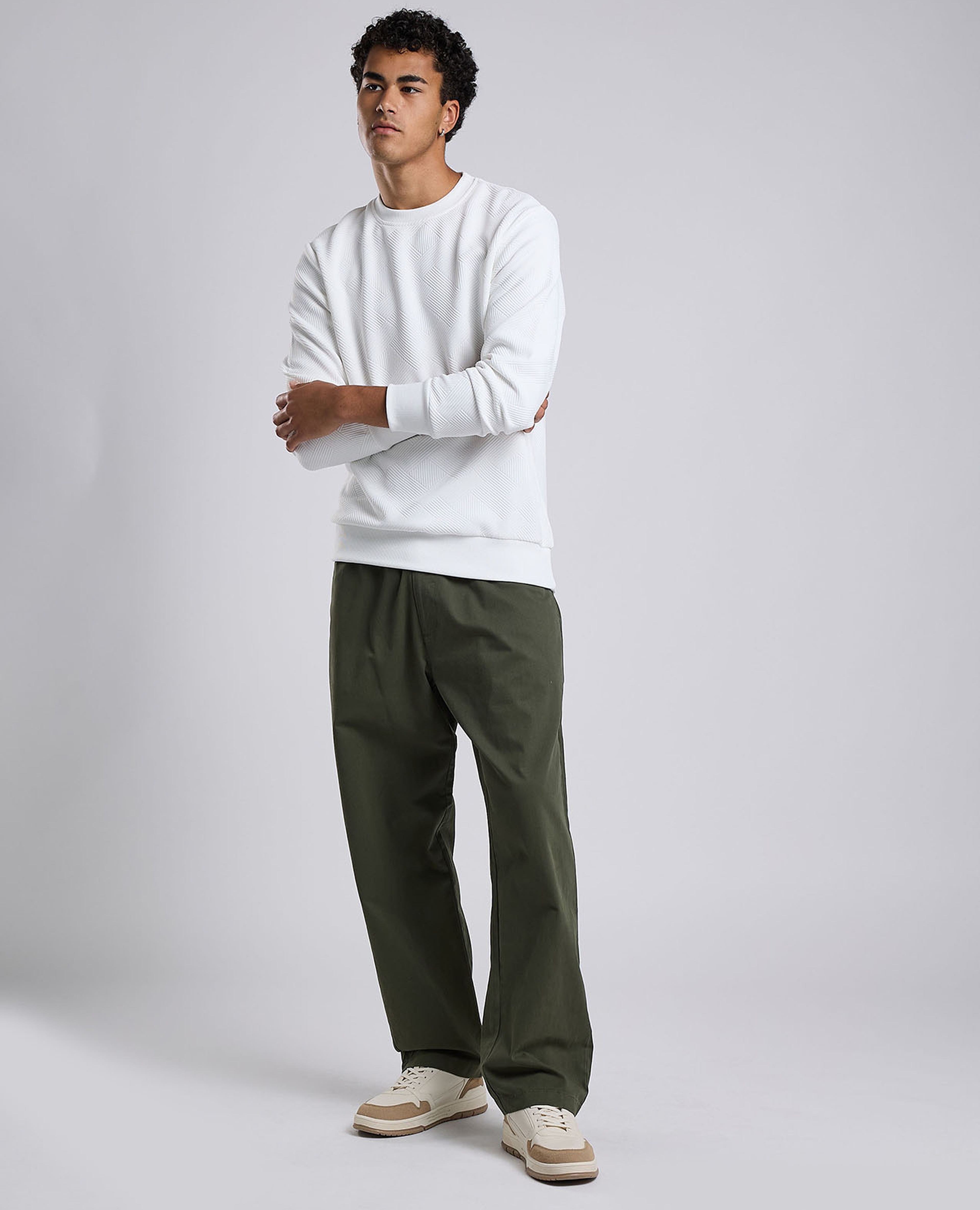 Solid Loose Fit Pants with Elastic Waist