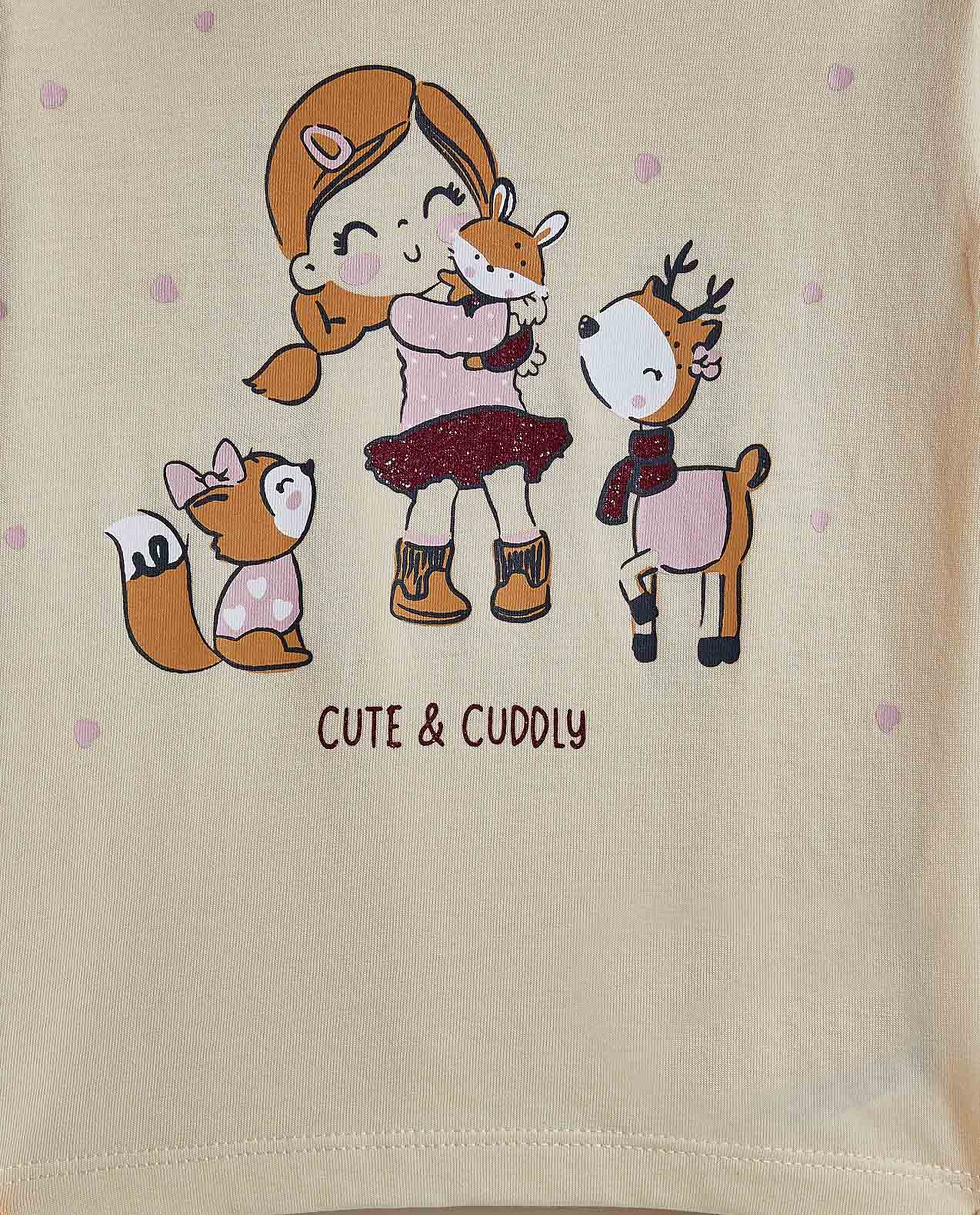 Printed T-Shirt with Crew Neck and Long Sleeves