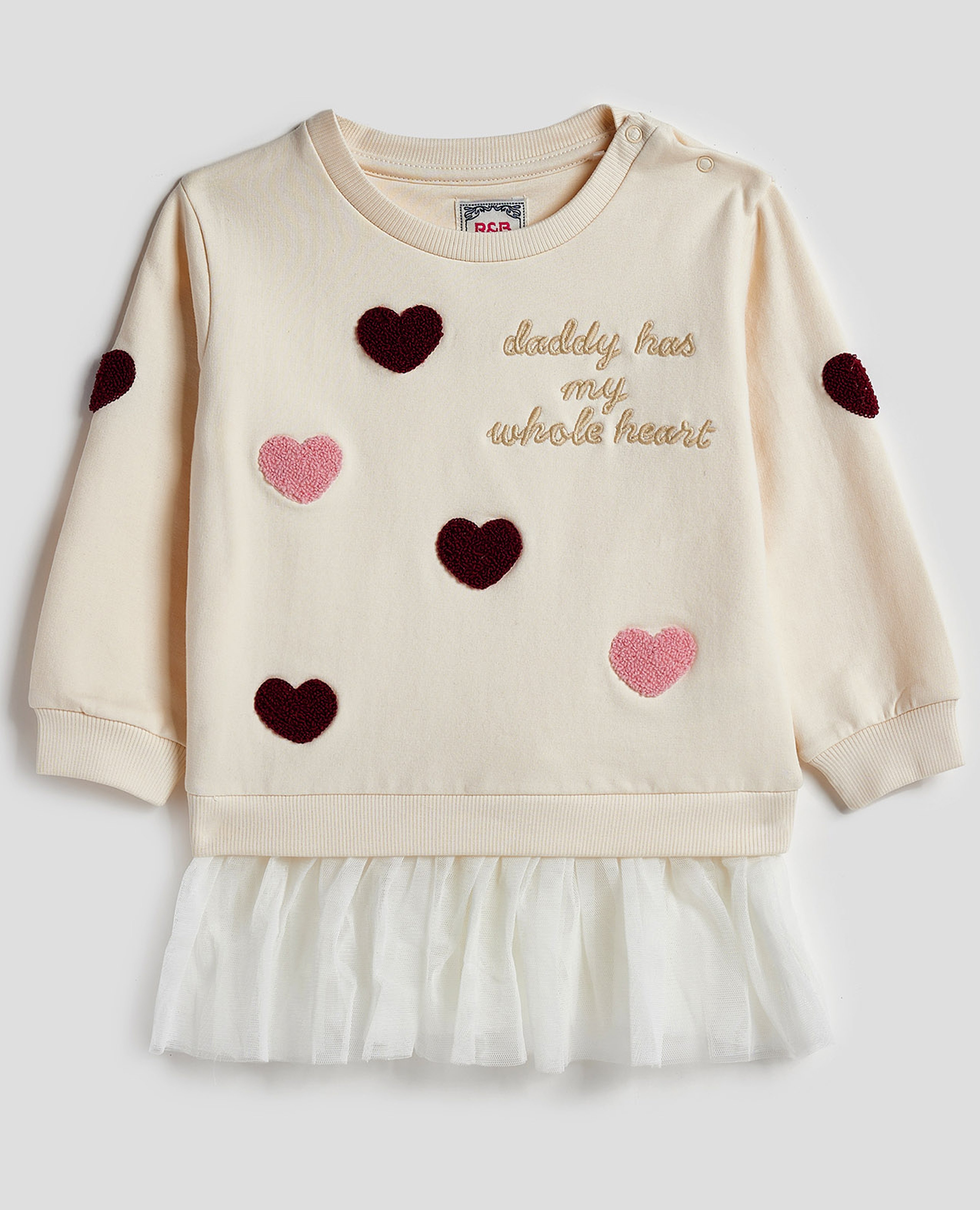 سويتشيرت مطرز بياقة دائرية وأكمام طويلة