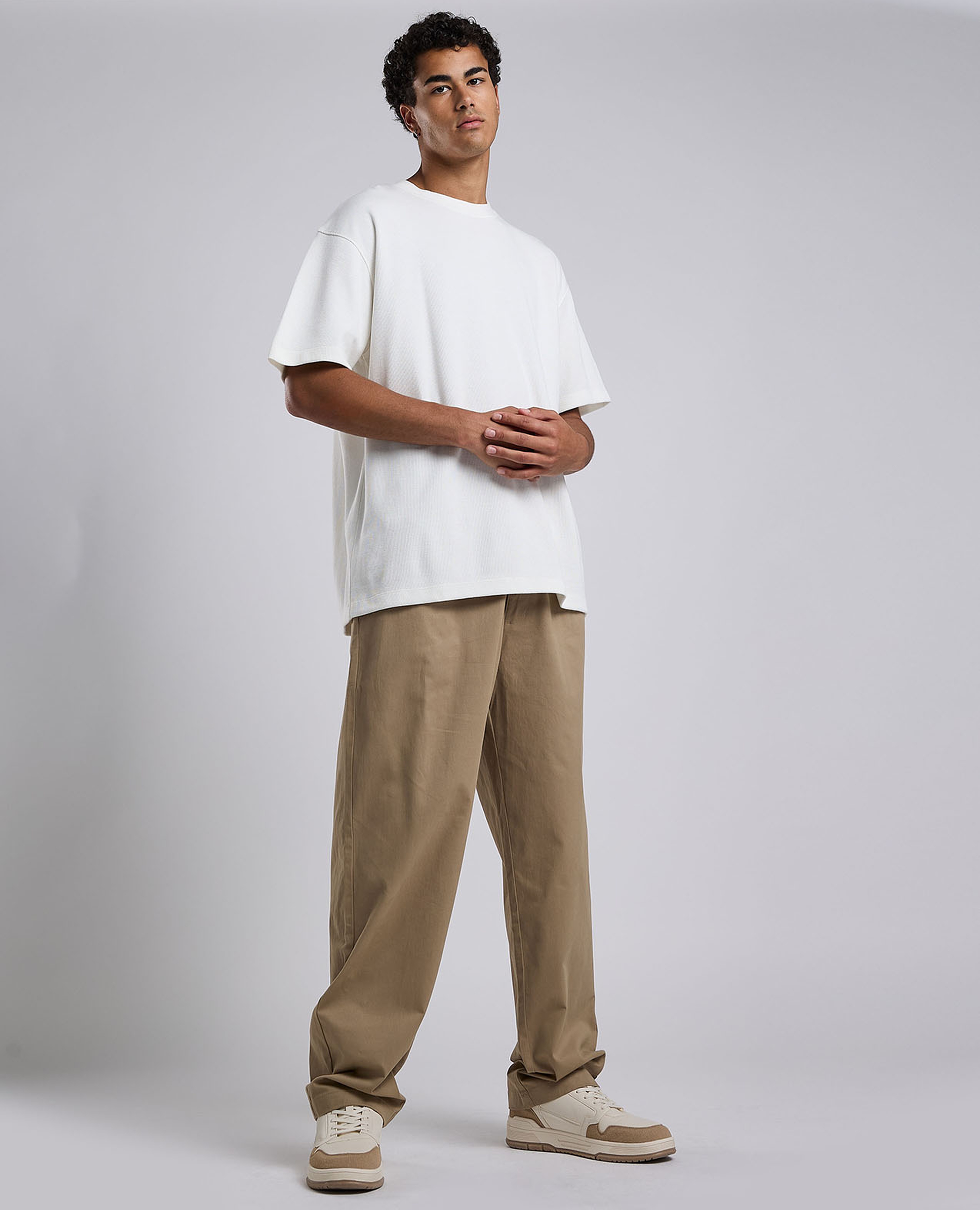 Solid Loose Fit Pants with Elastic Waist