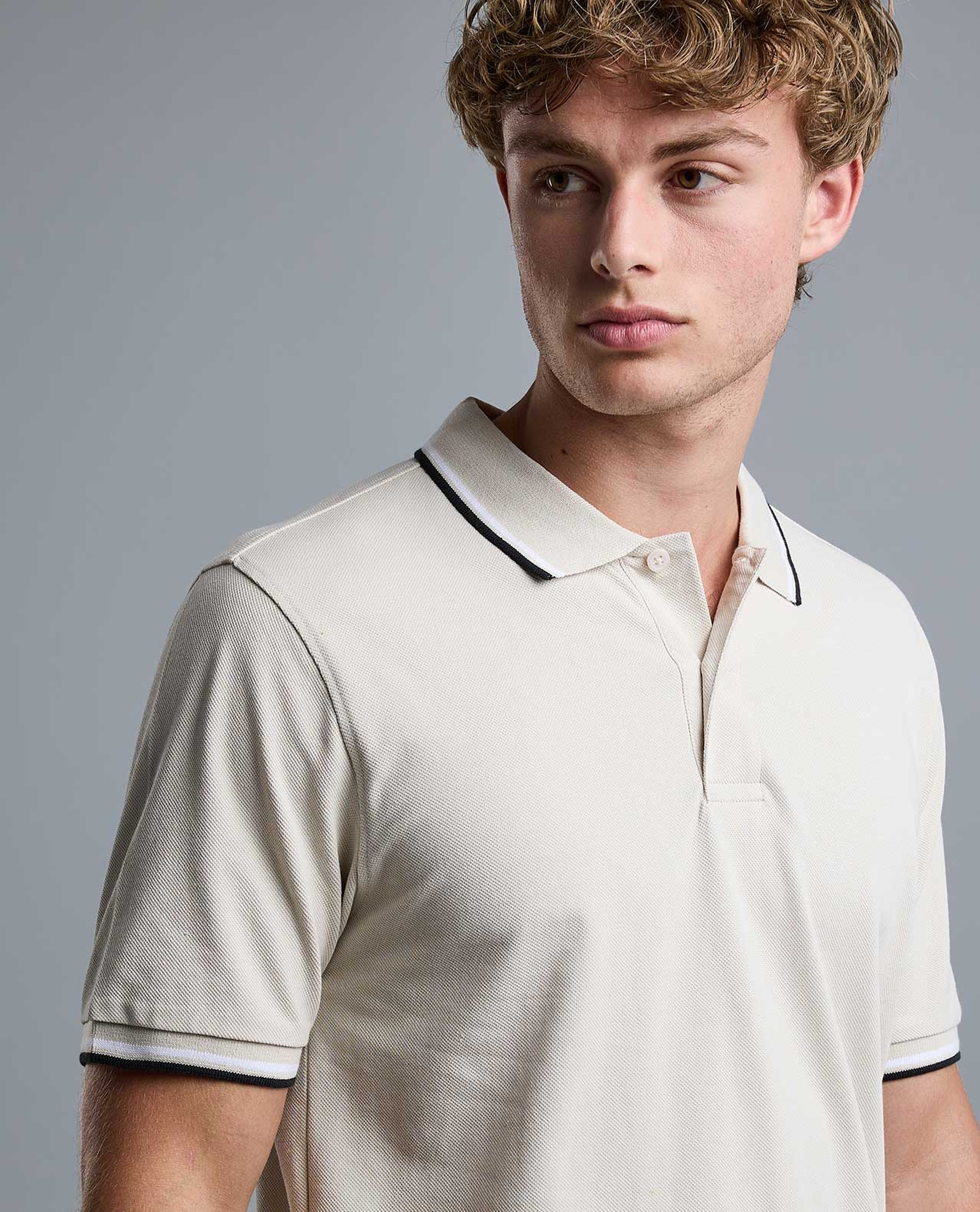 Contrast Tipping Polo T-Shirt with Short Sleeves