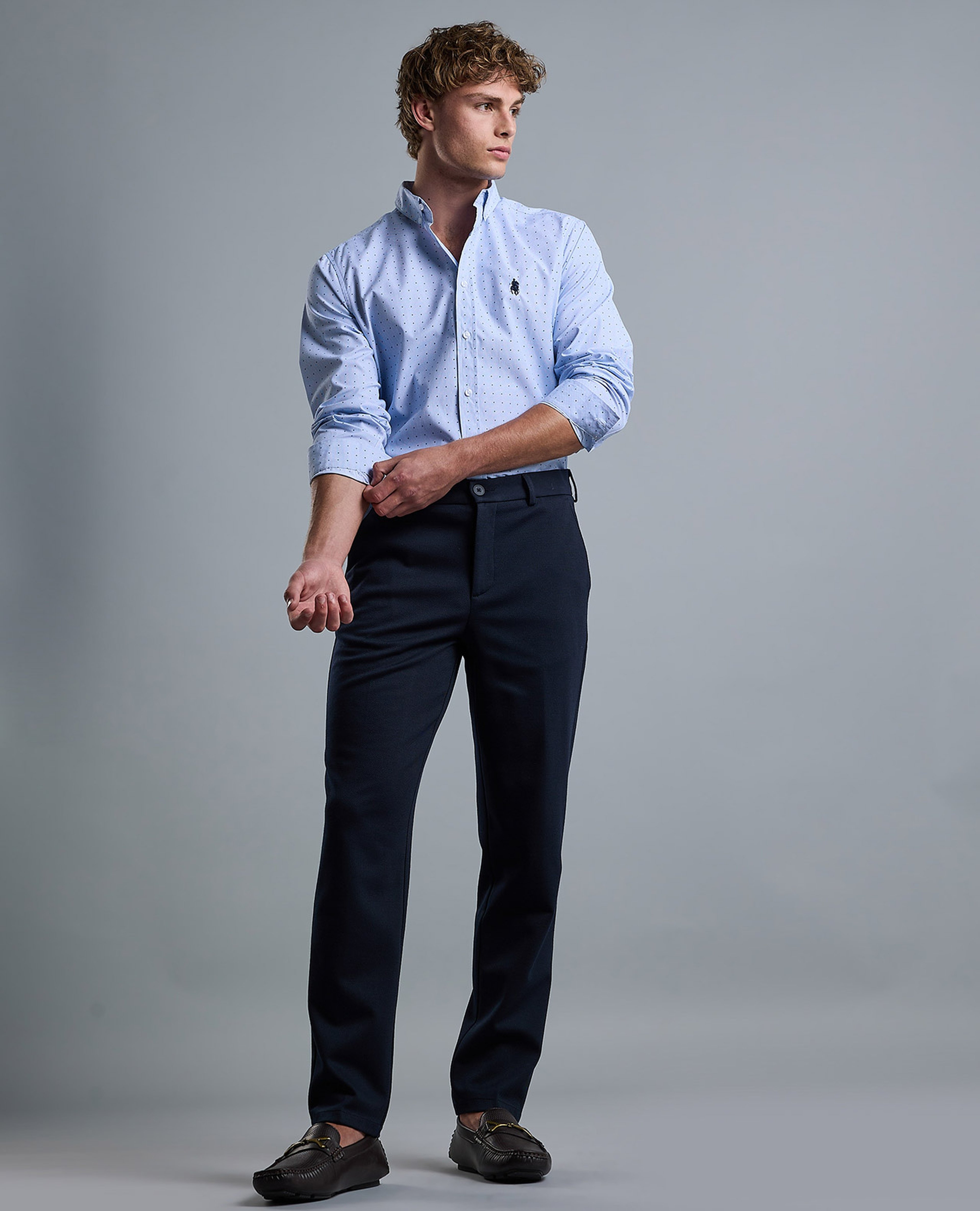 Solid Slim Fit Trousers with Button Closure