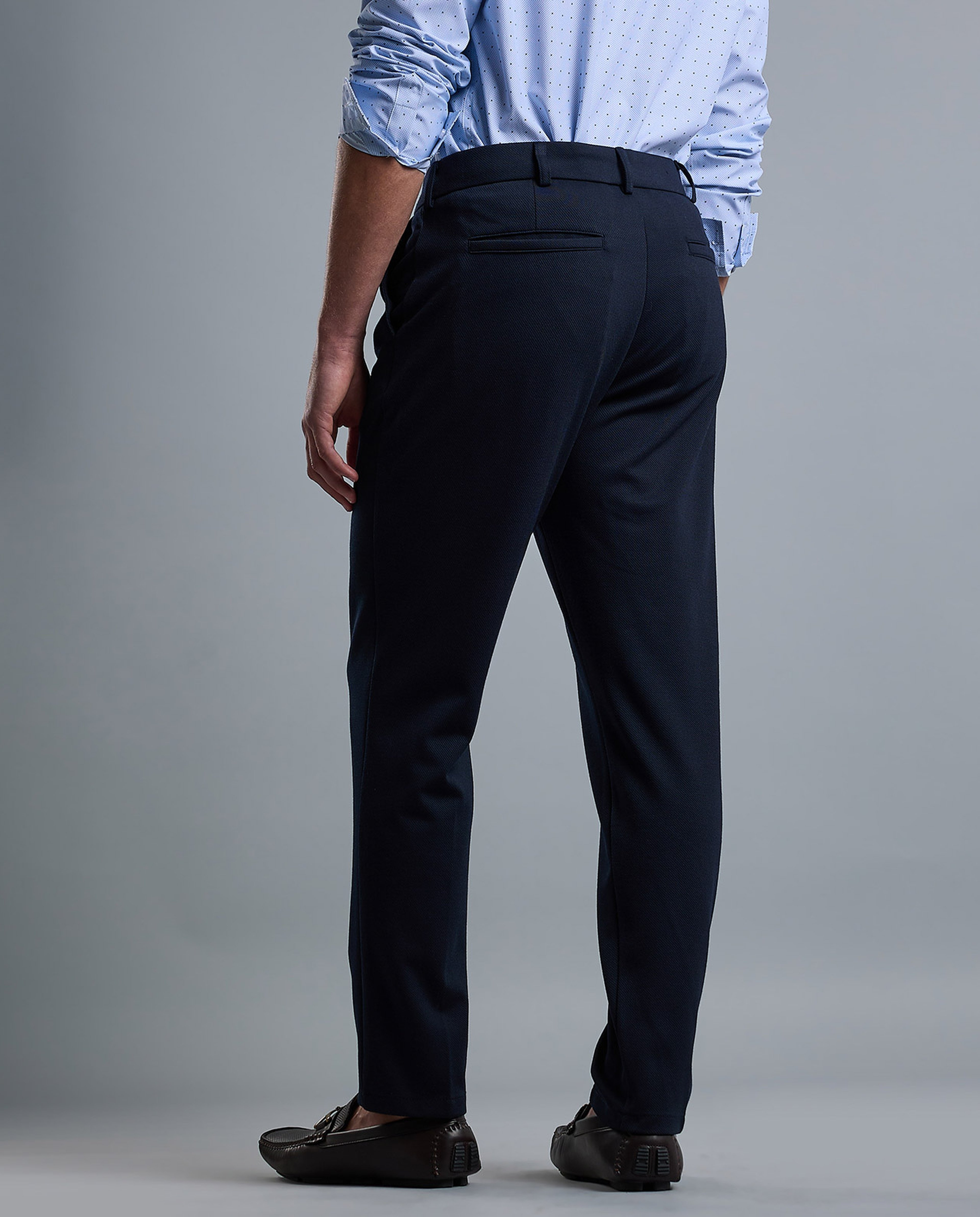 Solid Slim Fit Trousers with Button Closure