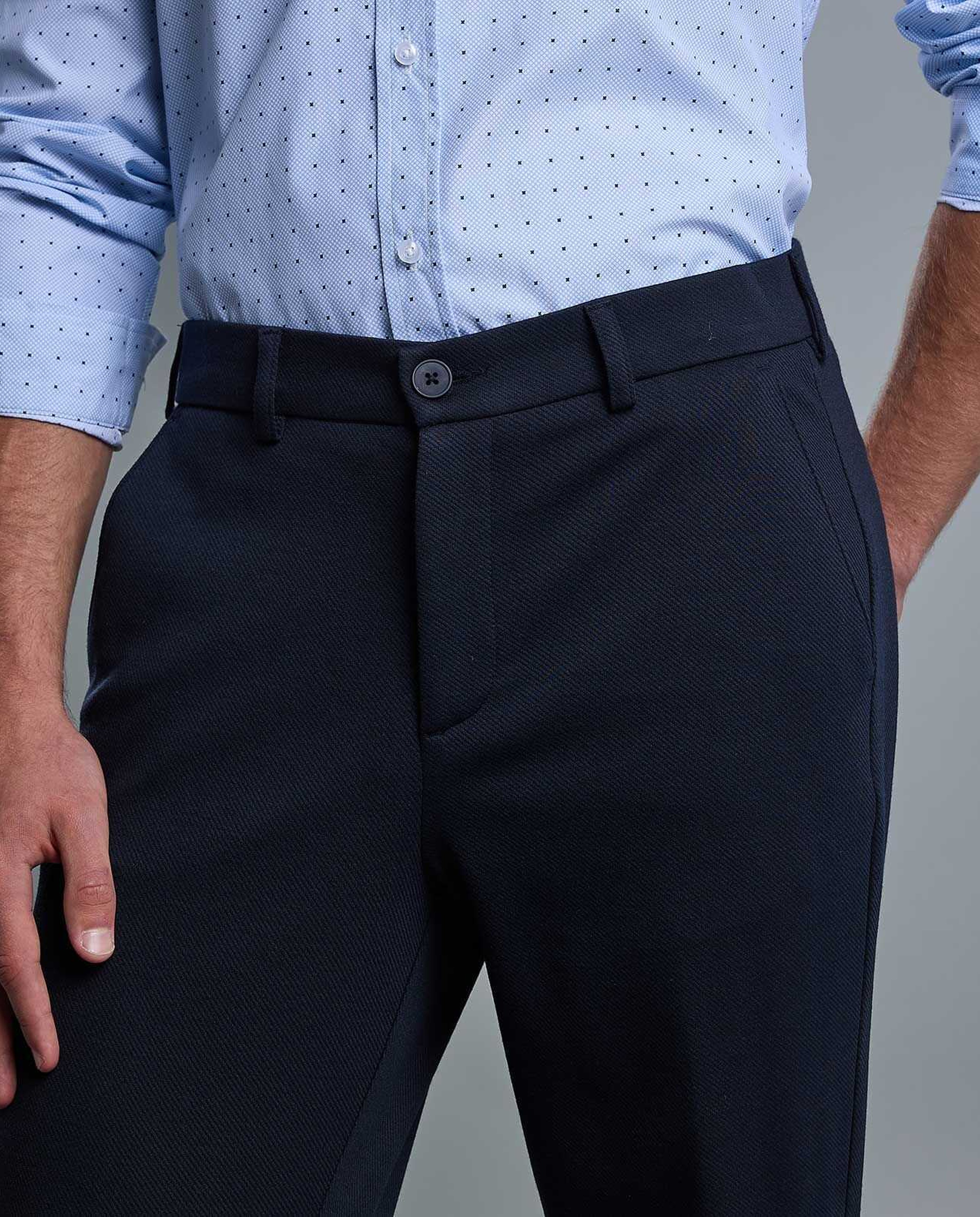 Solid Slim Fit Trousers with Button Closure