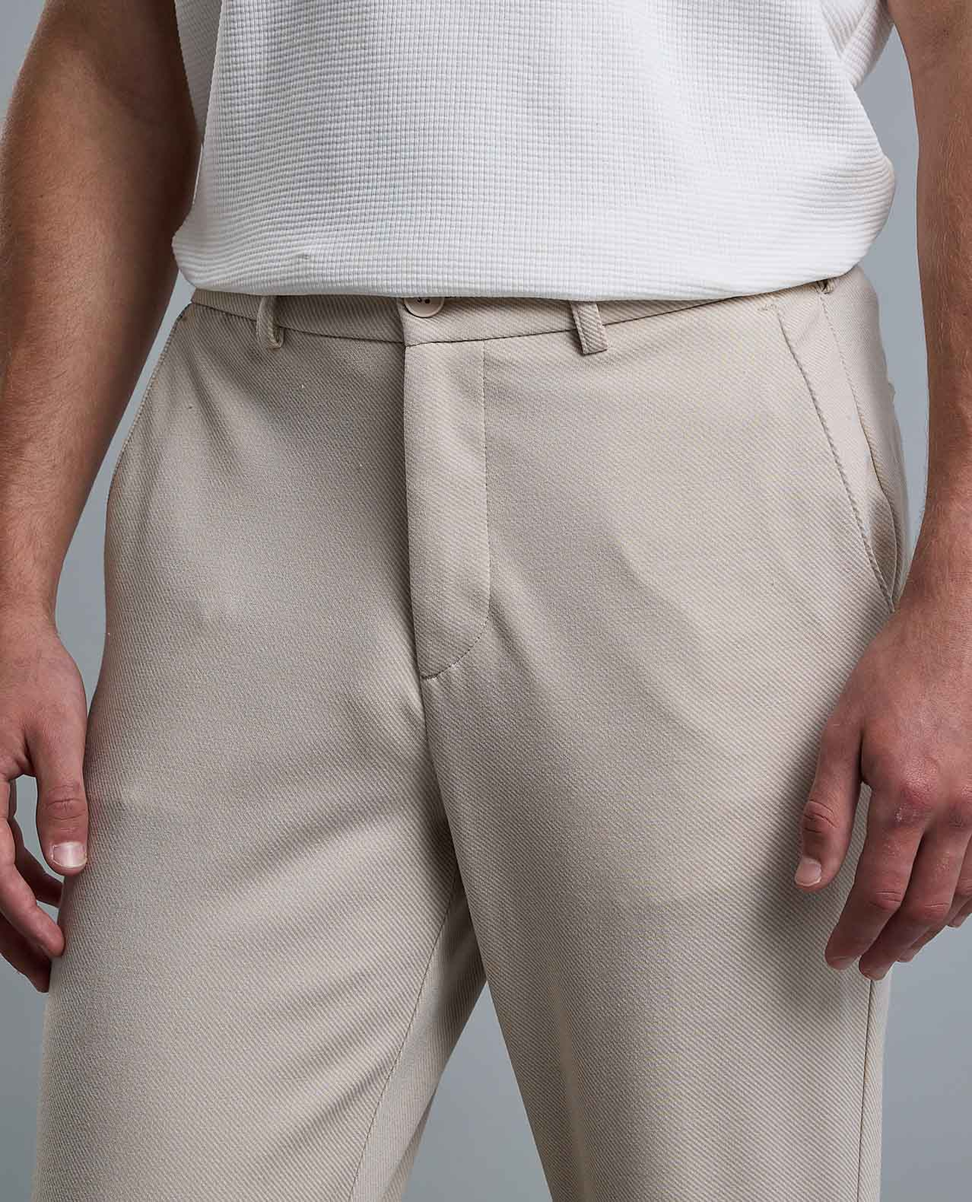 Solid Slim Fit Trousers with Button Closure
