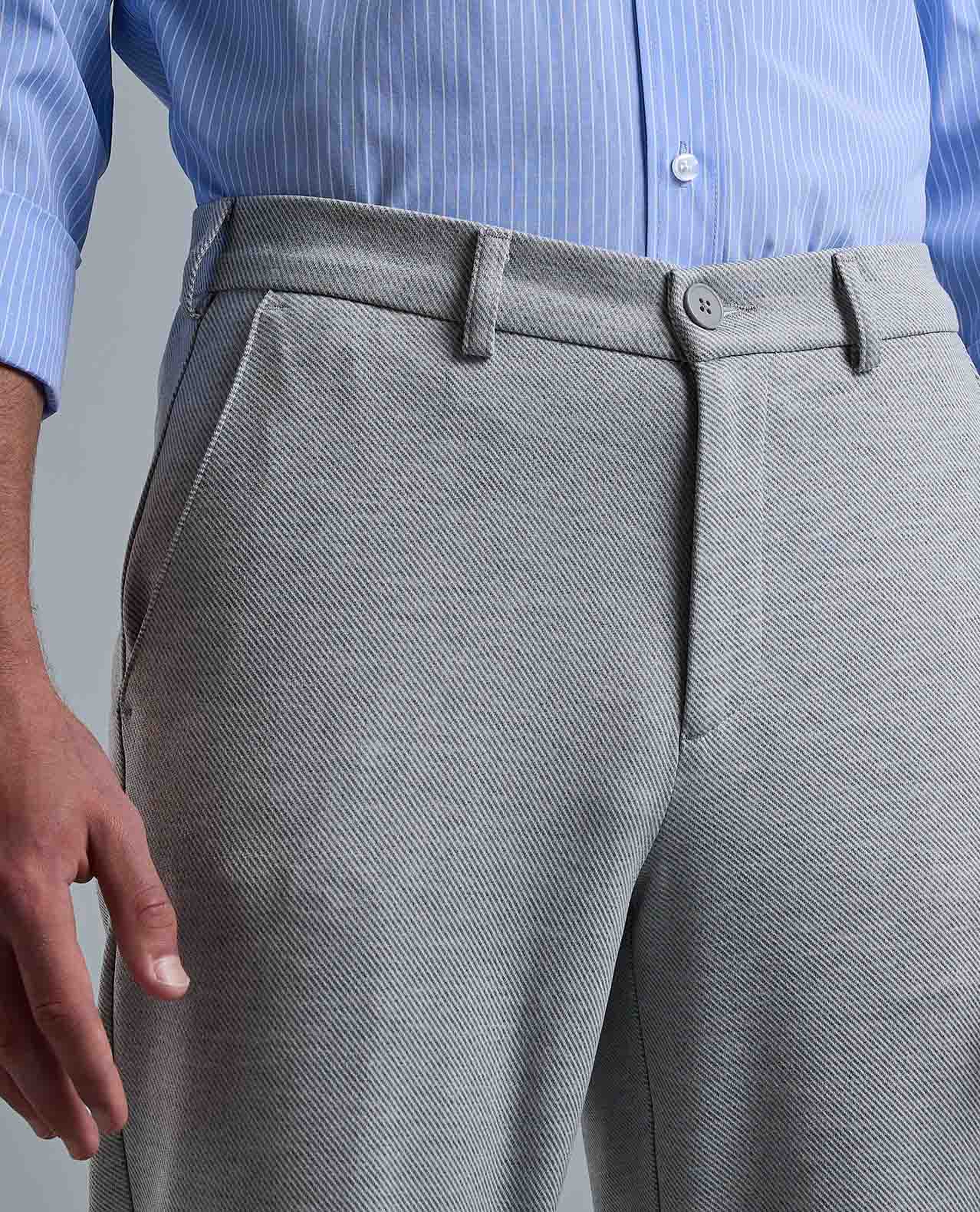 Solid Slim Fit Trousers with Button Closure