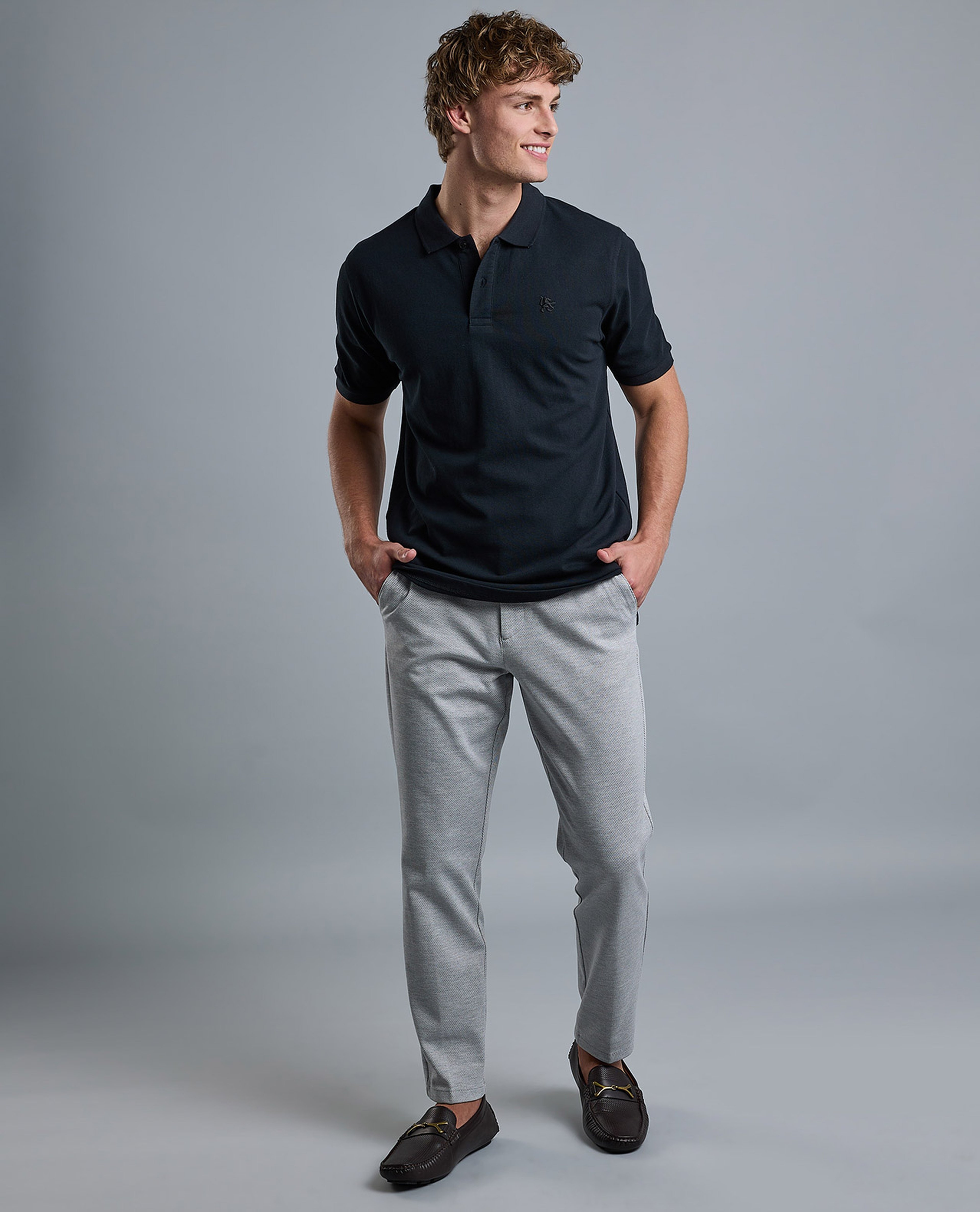 Solid Polo T-Shirt with Short Sleeves
