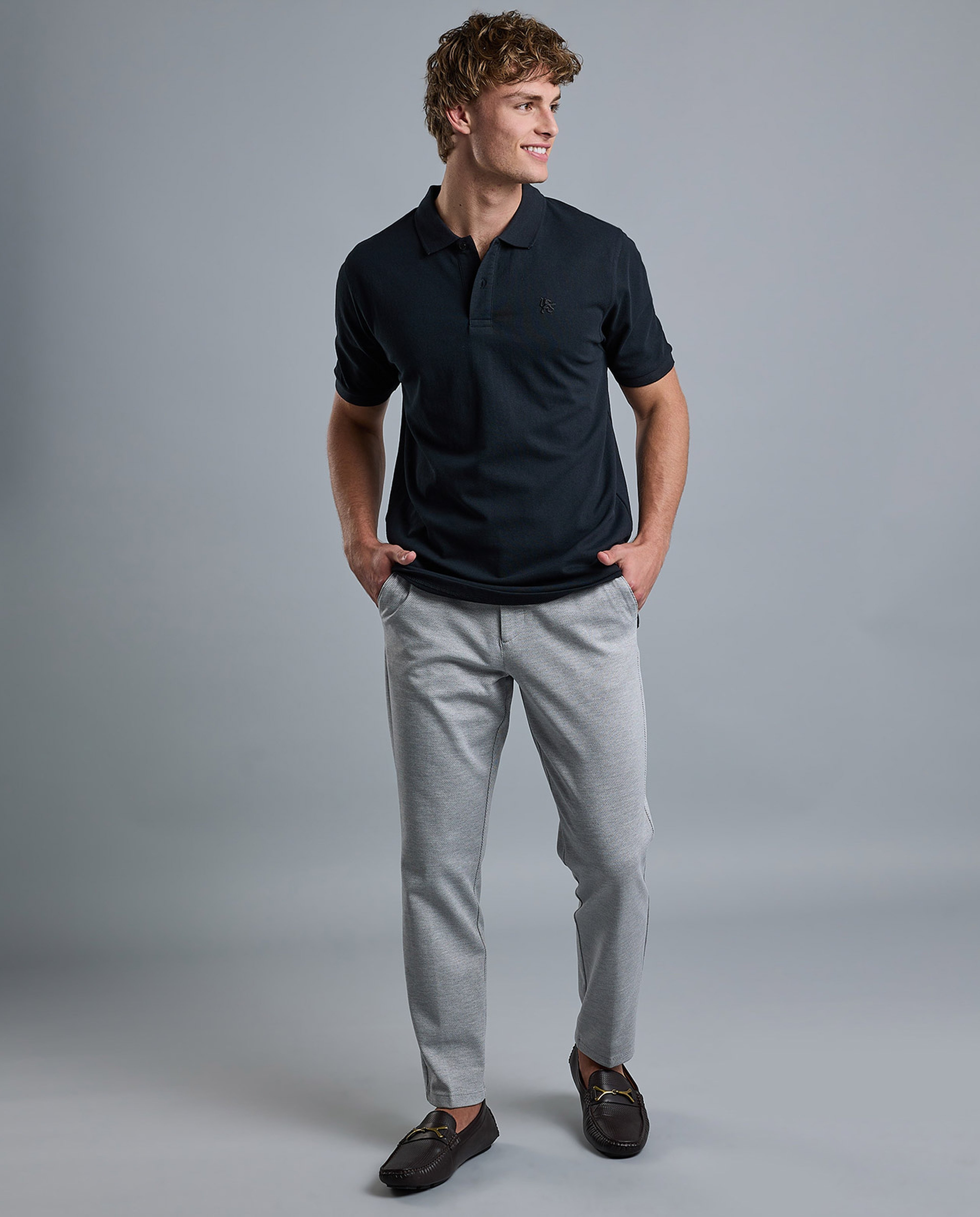 Solid Polo T-Shirt with Short Sleeves