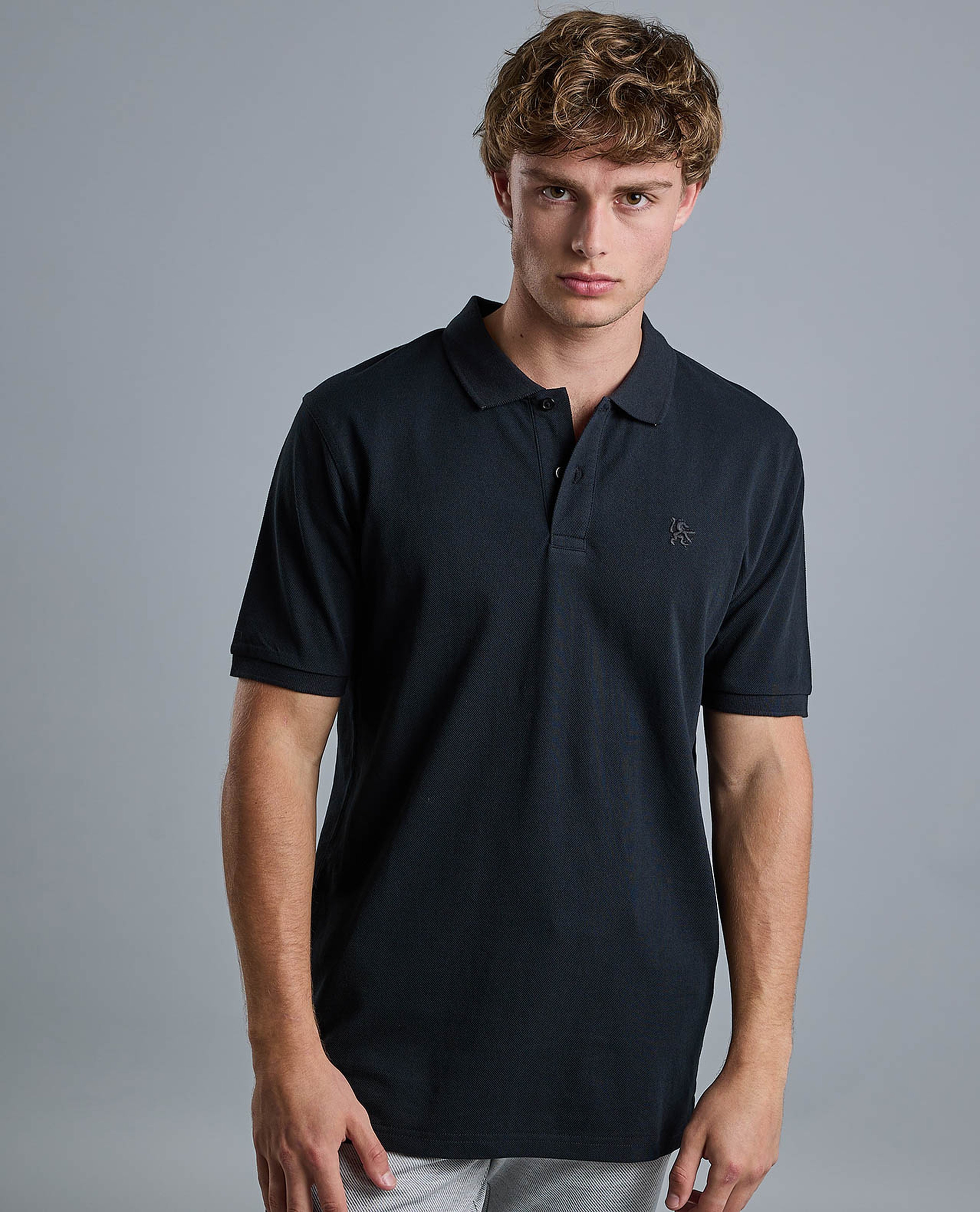 Solid Polo T-Shirt with Short Sleeves