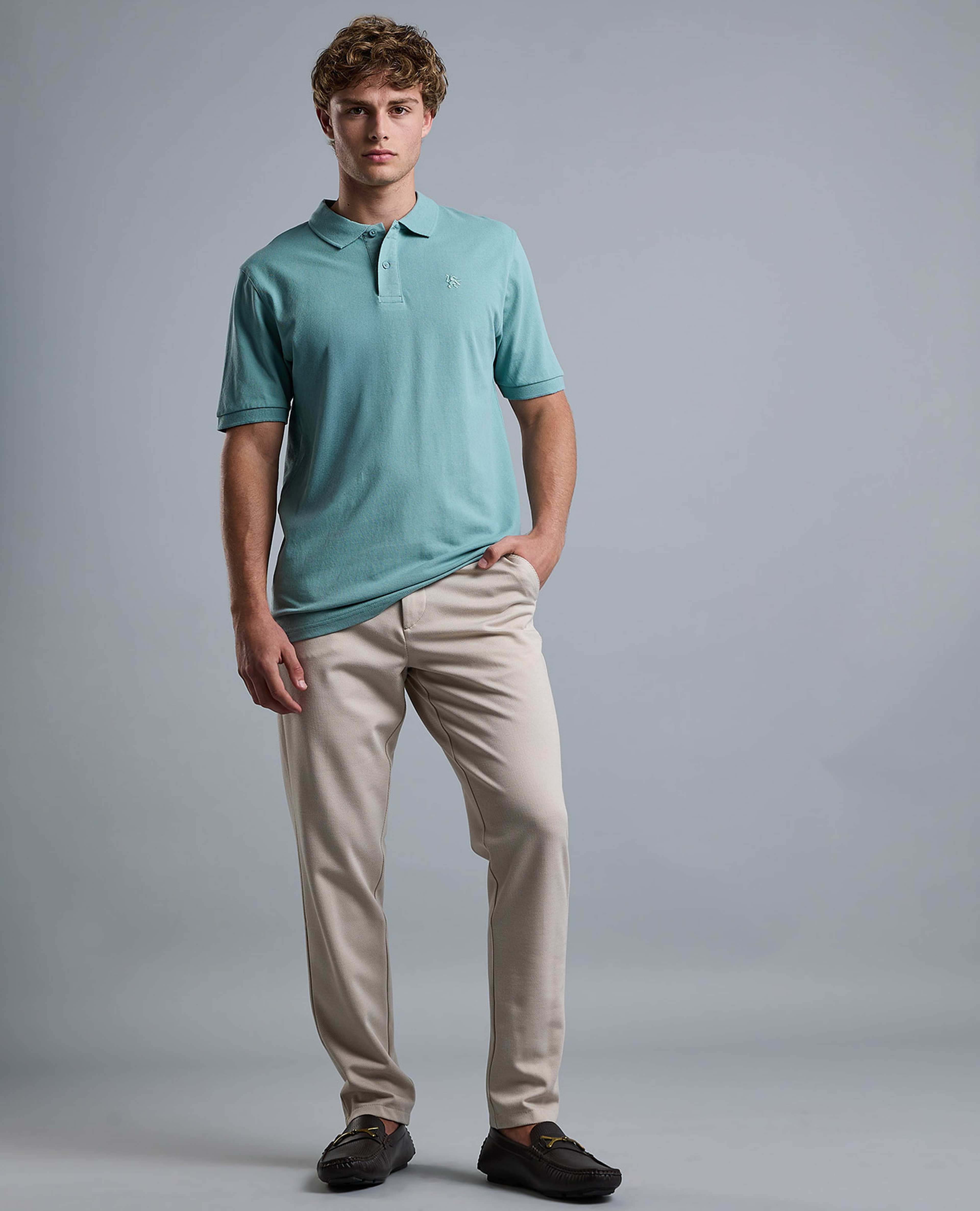 Solid Polo T-Shirt with Short Sleeves