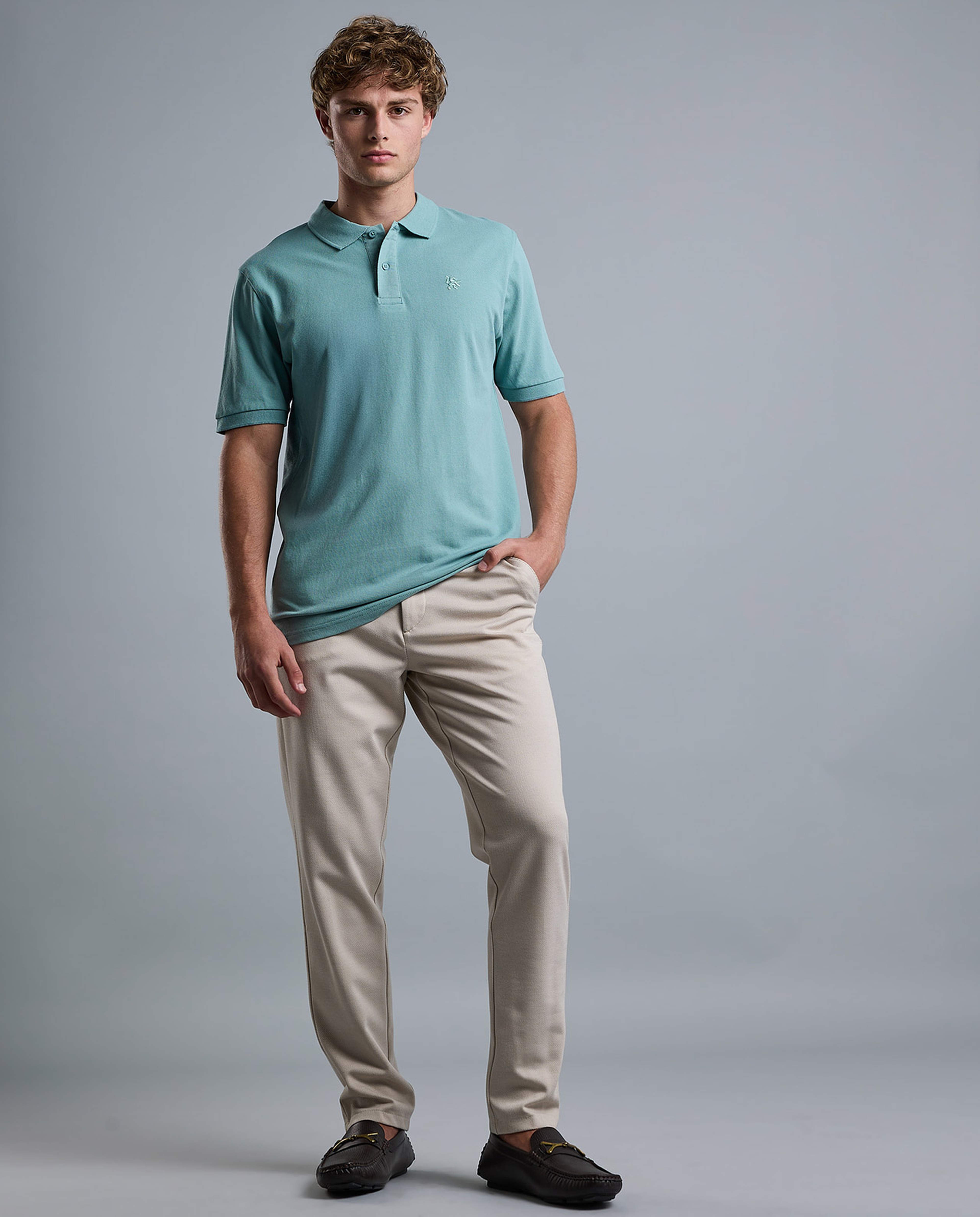 Solid Polo T-Shirt with Short Sleeves