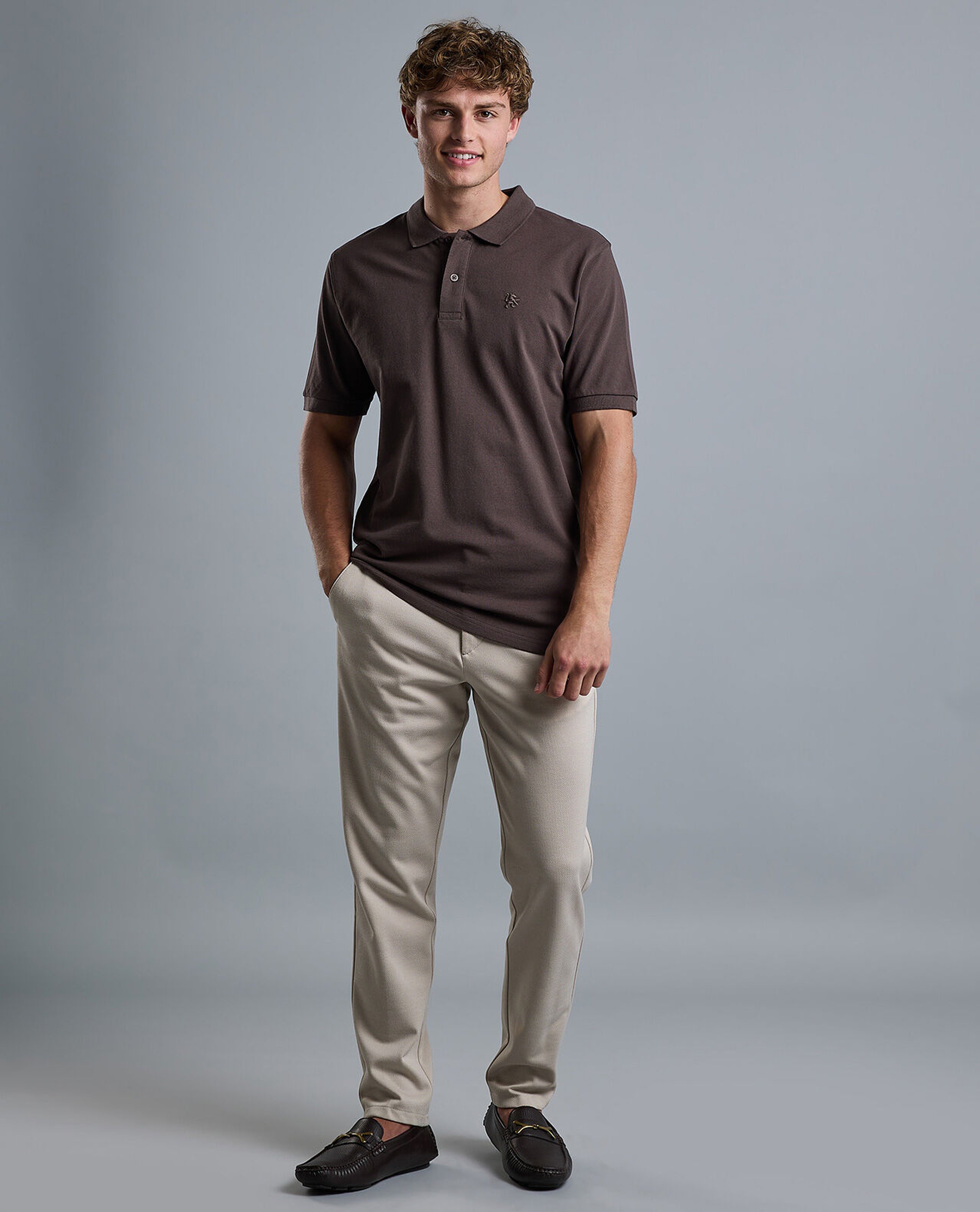 Solid Polo T-Shirt with Short Sleeves