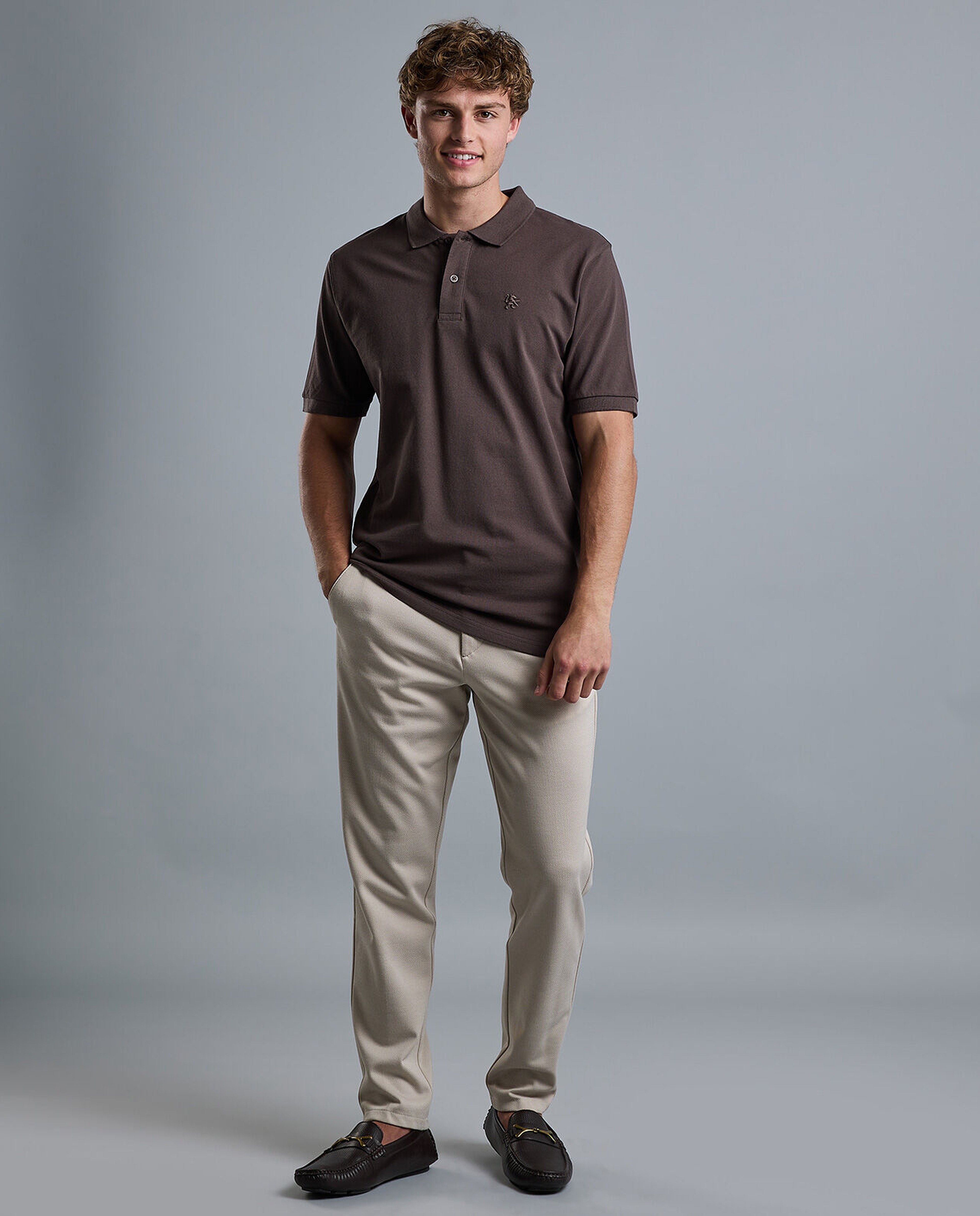 Solid Polo T-Shirt with Short Sleeves