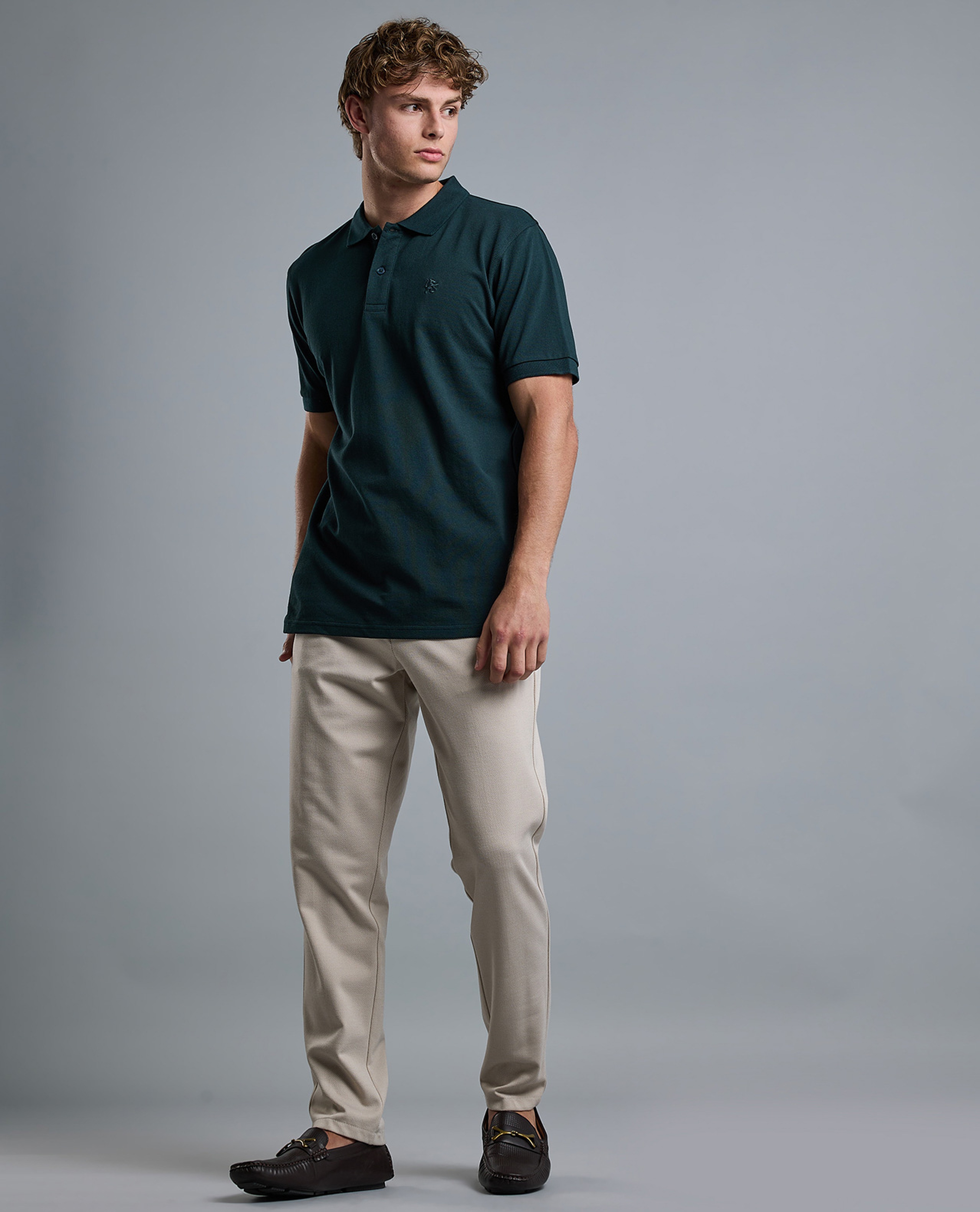 Solid Polo T-Shirt with Short Sleeves