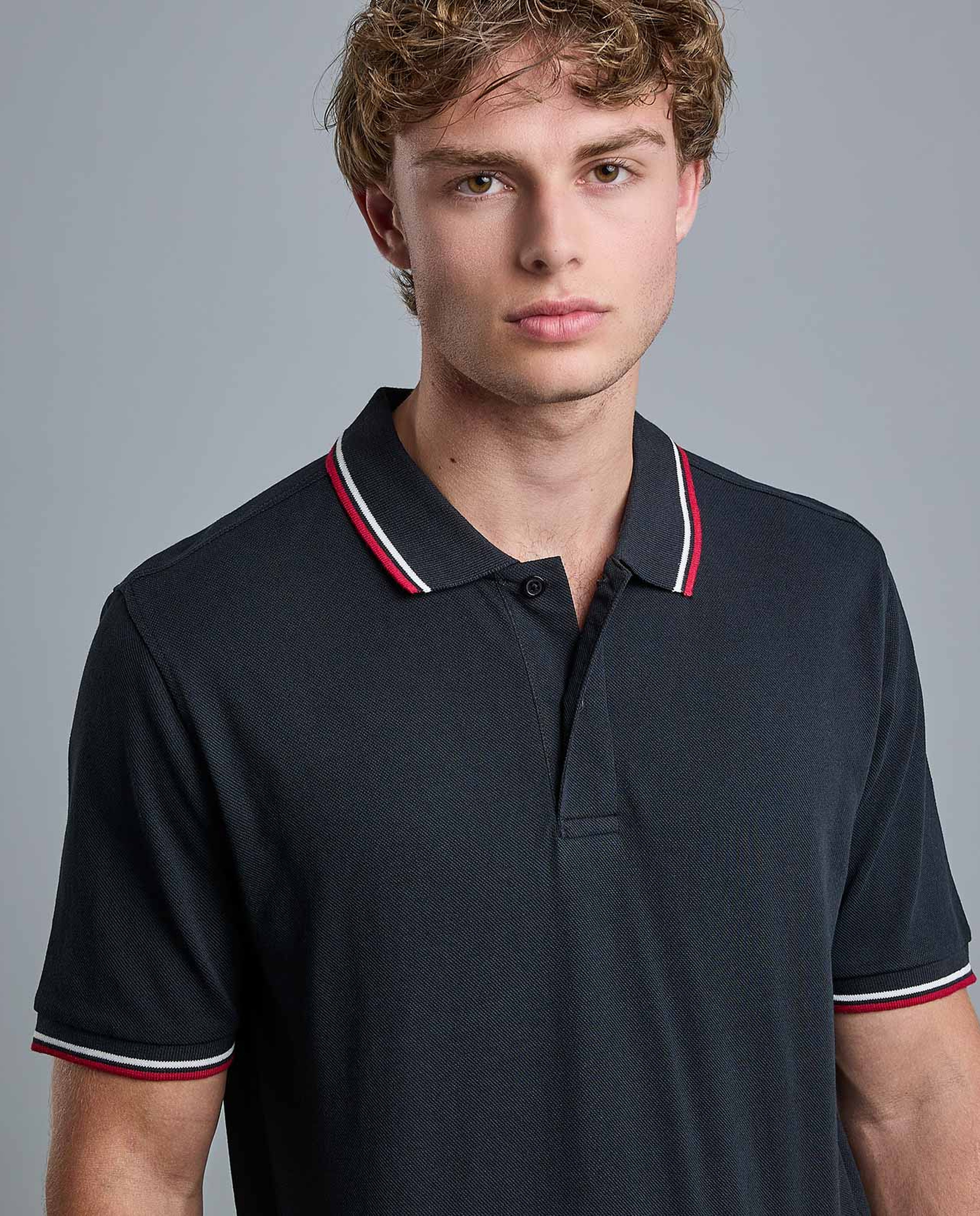 Contrast Tipping Polo T-Shirt with Short Sleeves